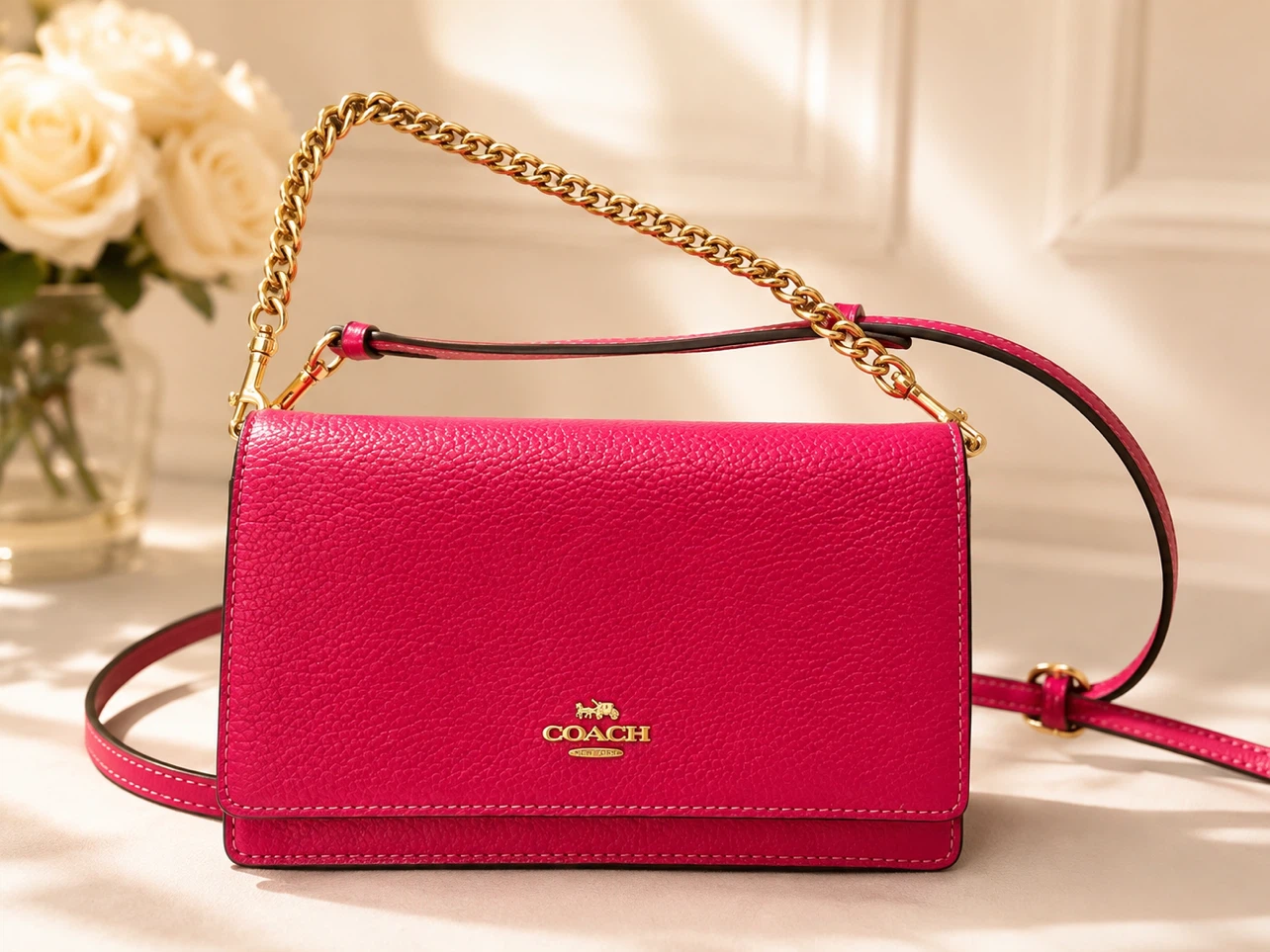 Coach Pink Pebble Leather Crossbody Wallet - photo 2