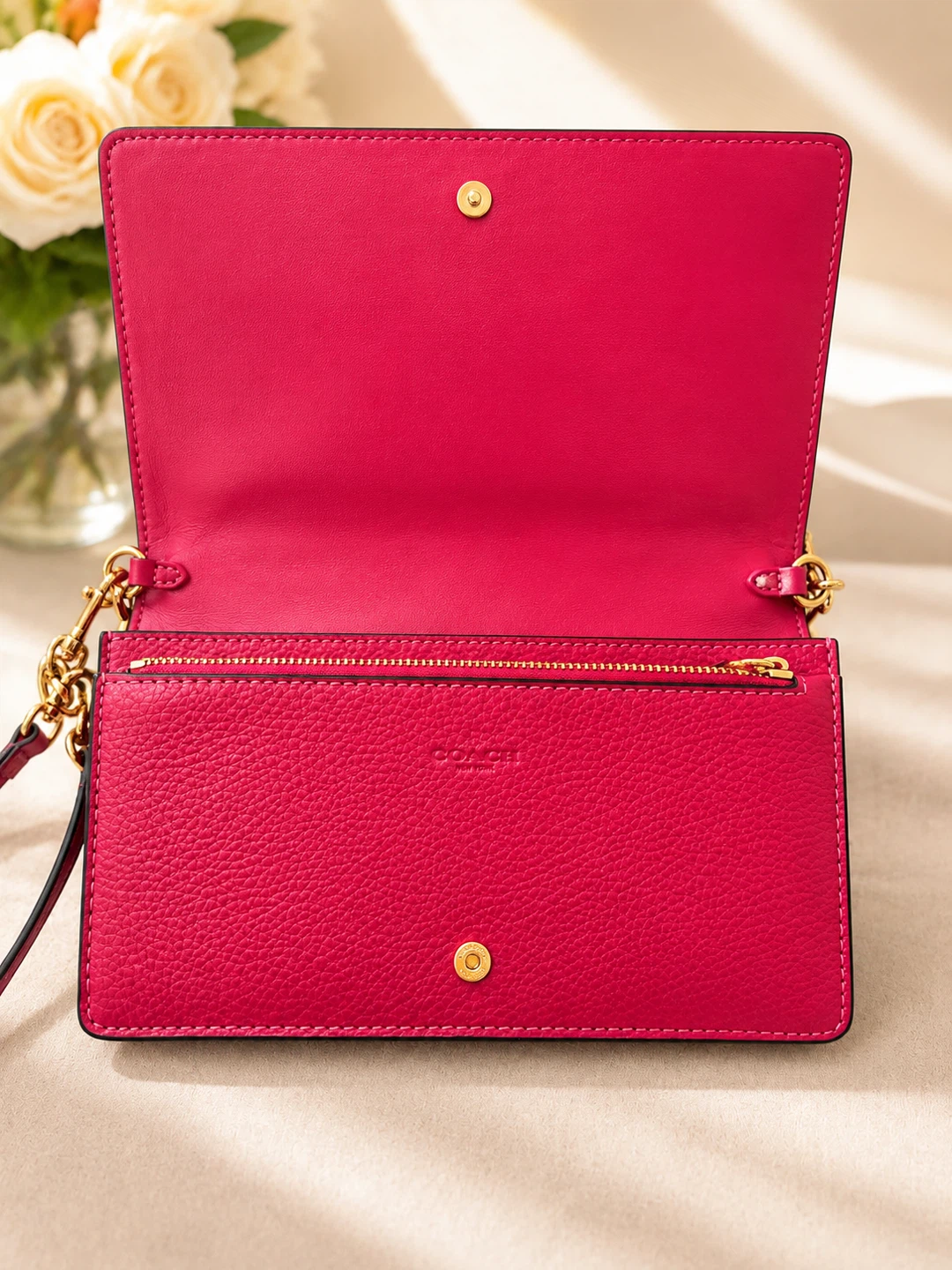 Coach Pink Pebble Leather Crossbody Wallet - photo 3
