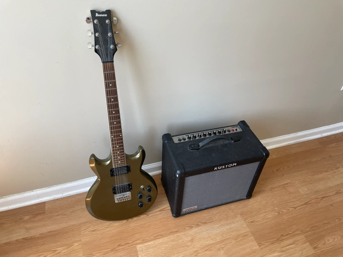 Ibanez Electric Guitar and Kustom Guitar Amplifier