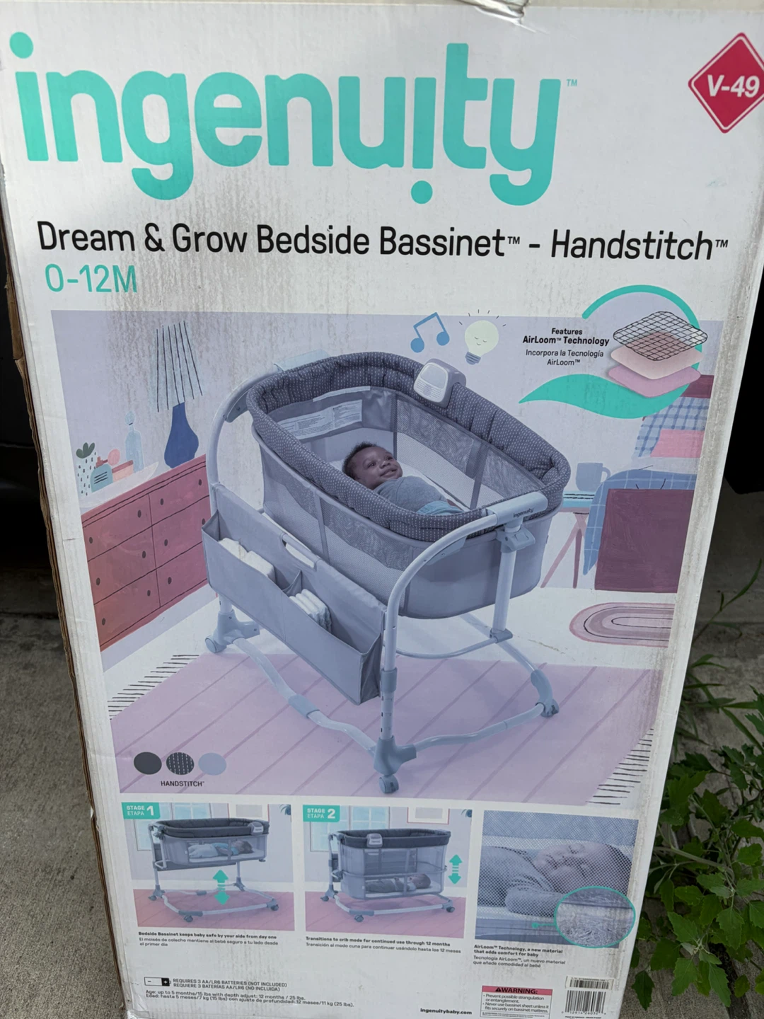 Ingenuity Dream & Grow Bedside Bassinet - Handstitch