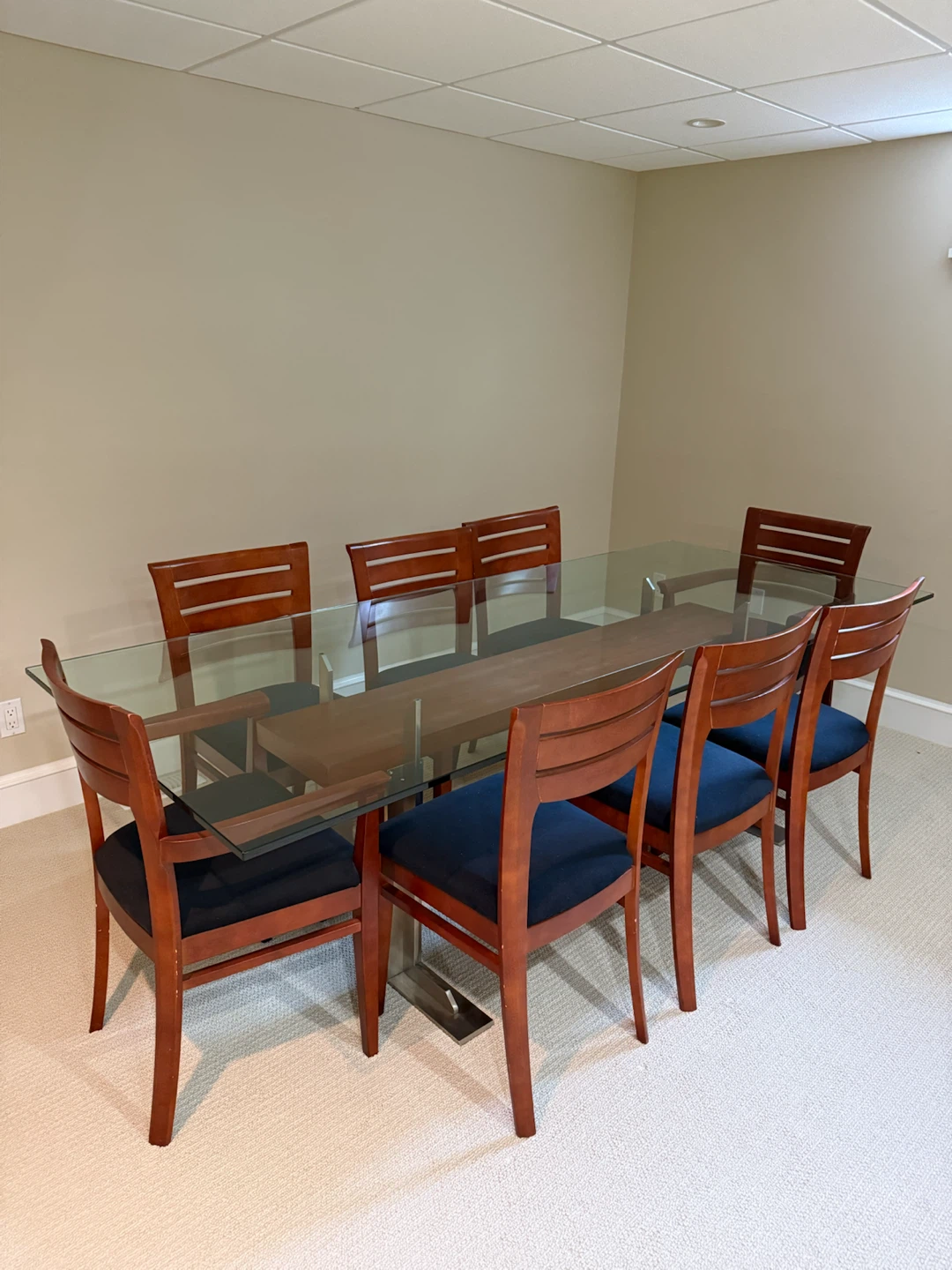 Glass and Wood Dining Table with 6 Chairs - photo 2