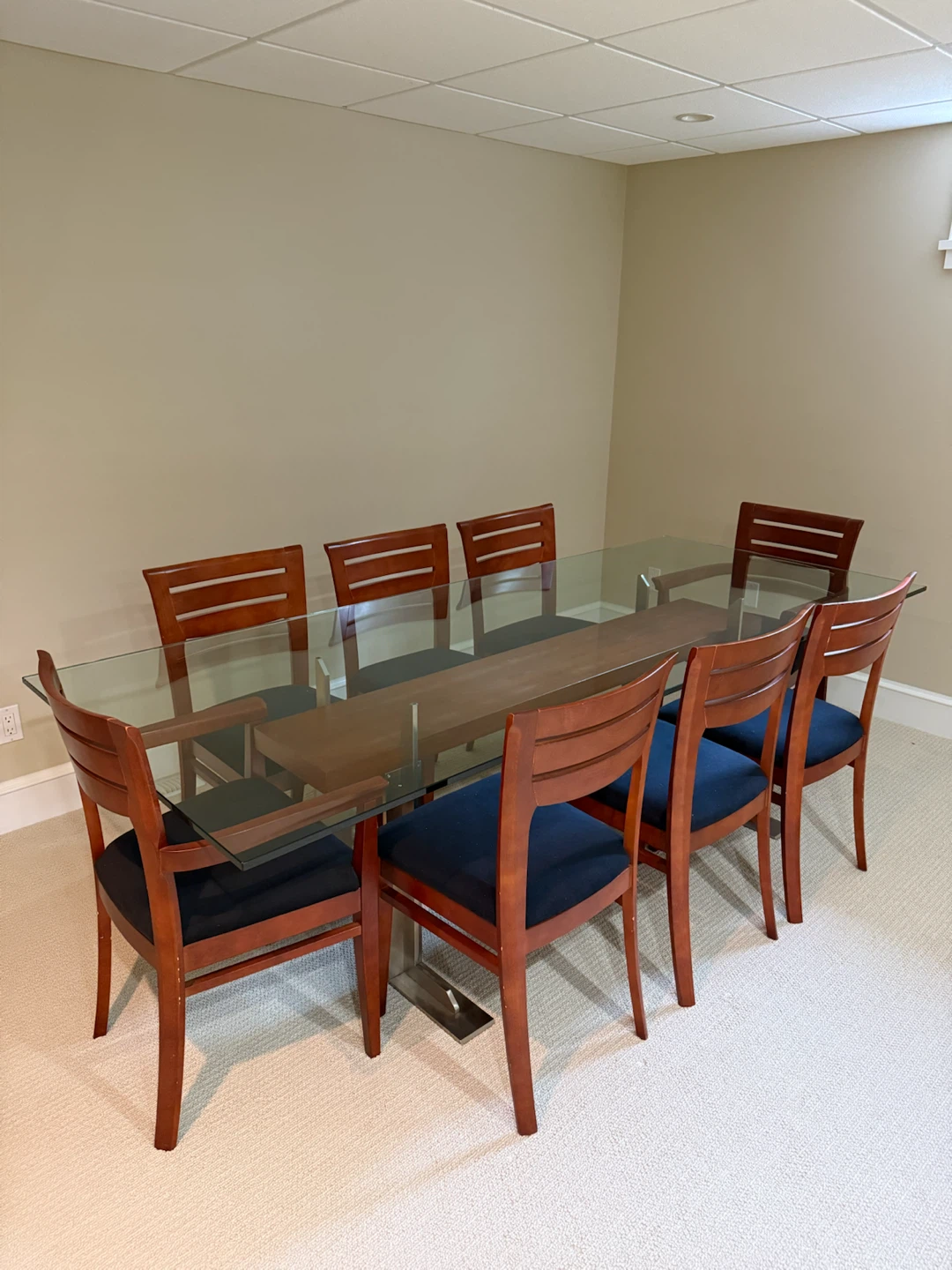 Glass and Wood Dining Table with 6 Chairs - photo 3