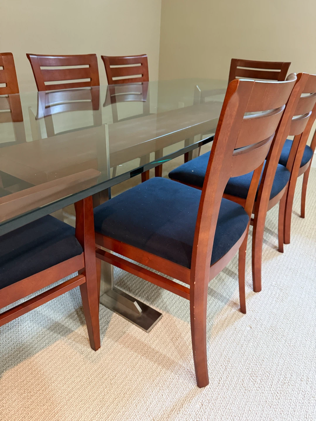 Glass and Wood Dining Table with 6 Chairs - photo 4