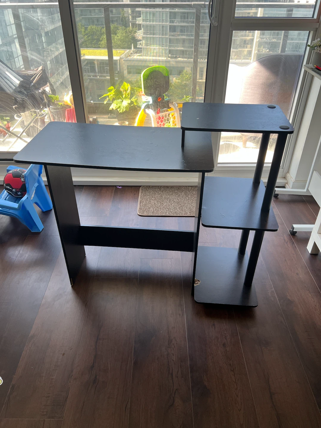 Black Two-Tier Computer Desk with Shelving - photo 2
