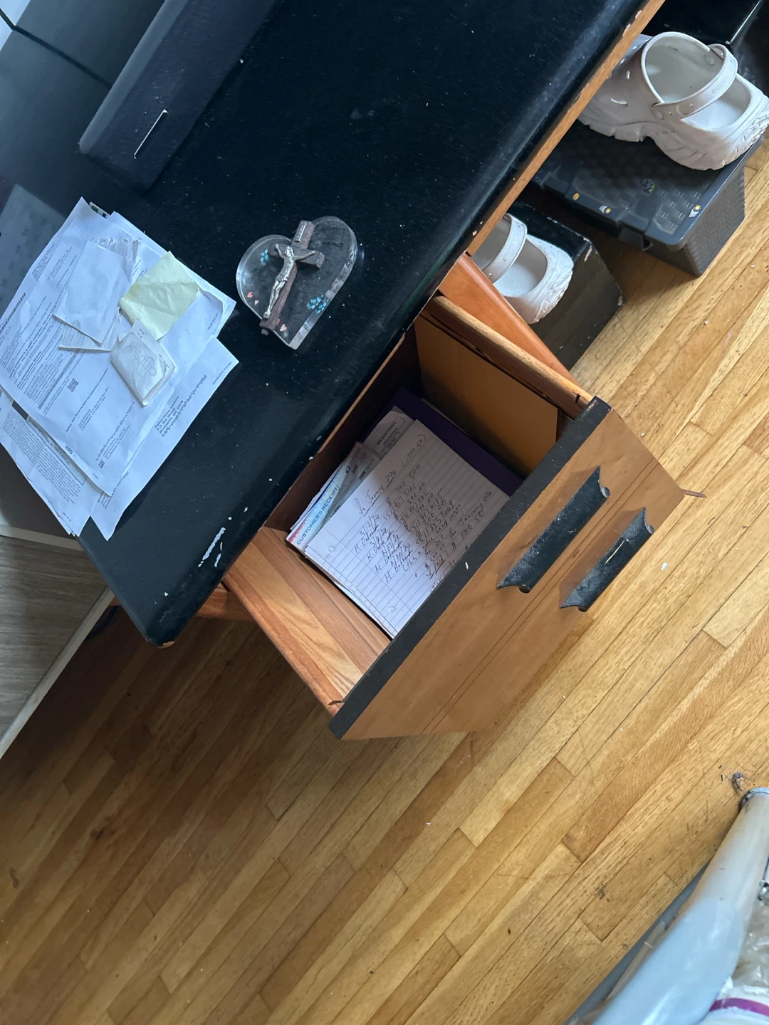 Vintage Wooden Desk with Drawers - photo 3
