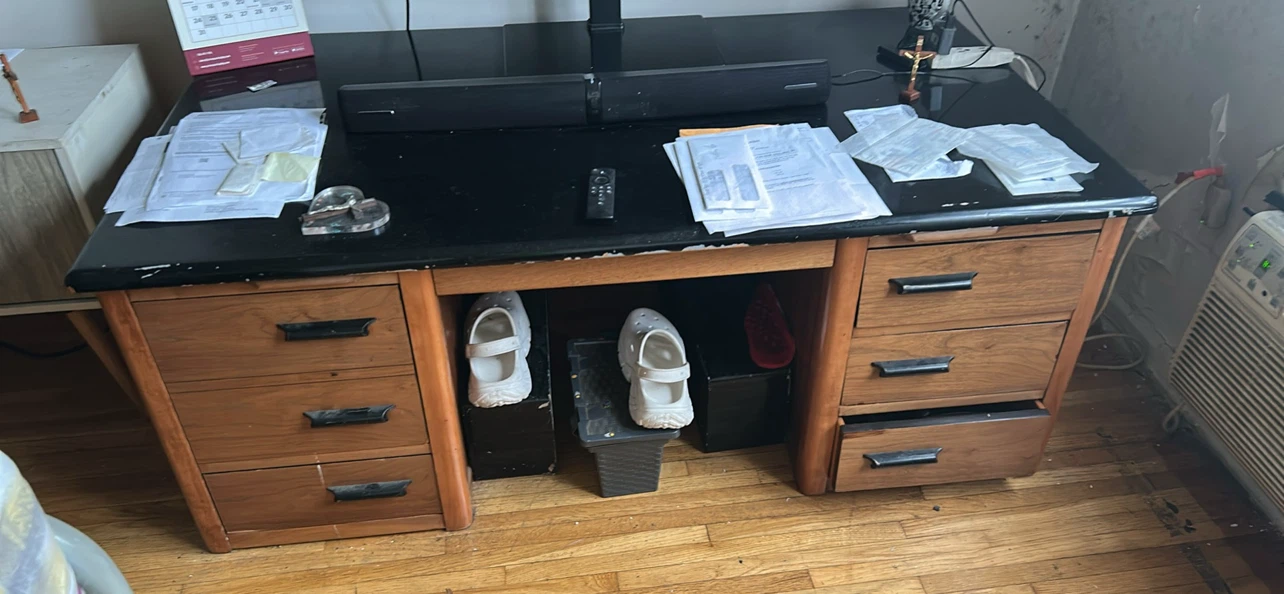 Vintage Wooden Desk with Drawers - photo 4