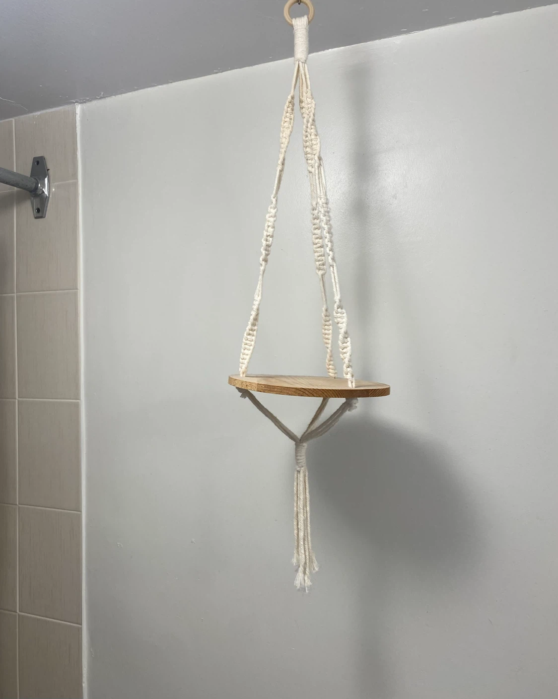 2 different macramé hanging shelves