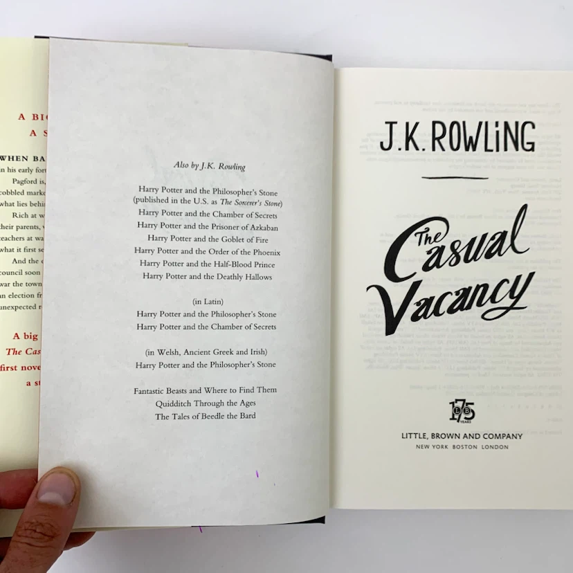The Casual Vacancy J.K. Rowling Hardcover Novel Fiction Book - photo 3