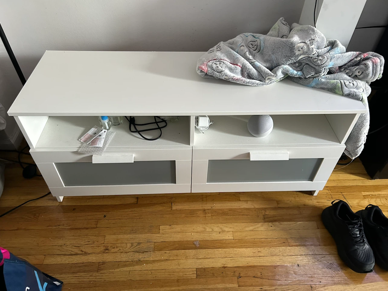 White Media Console with Drawers
