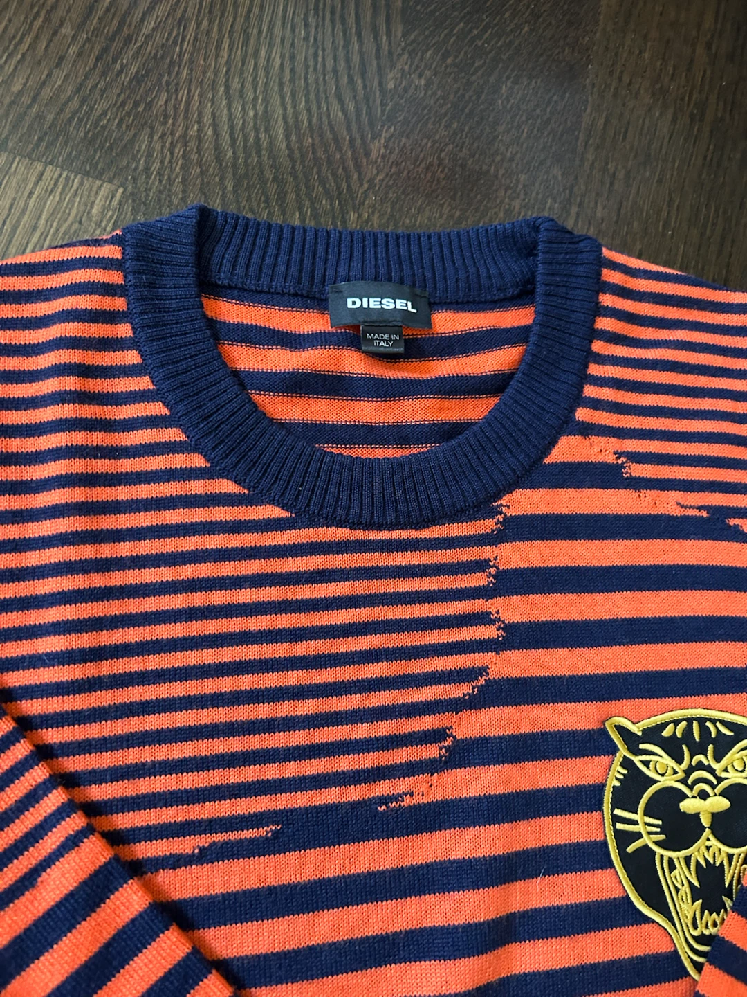 Diesel Striped Sweater with Tiger Graphic - photo 3
