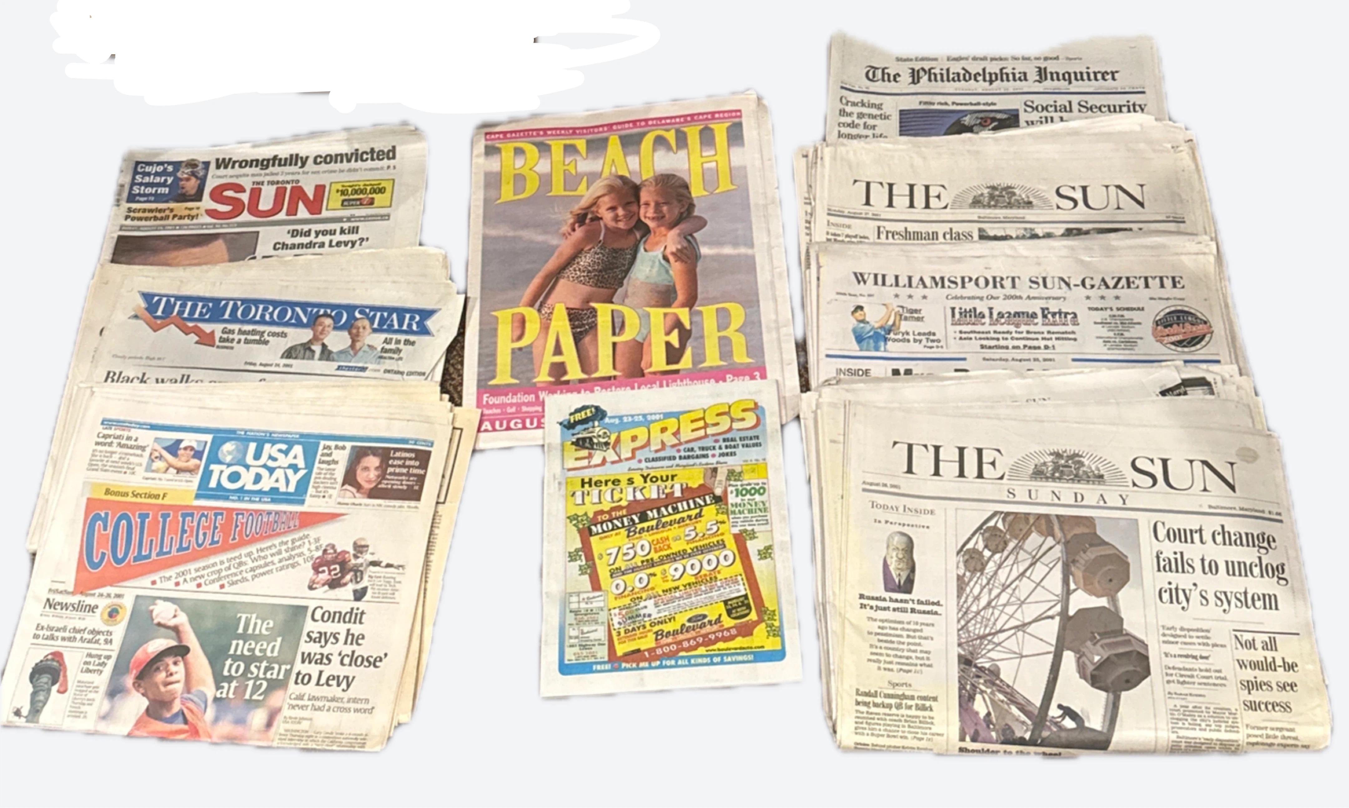 Assorted Newspapers from August 2001