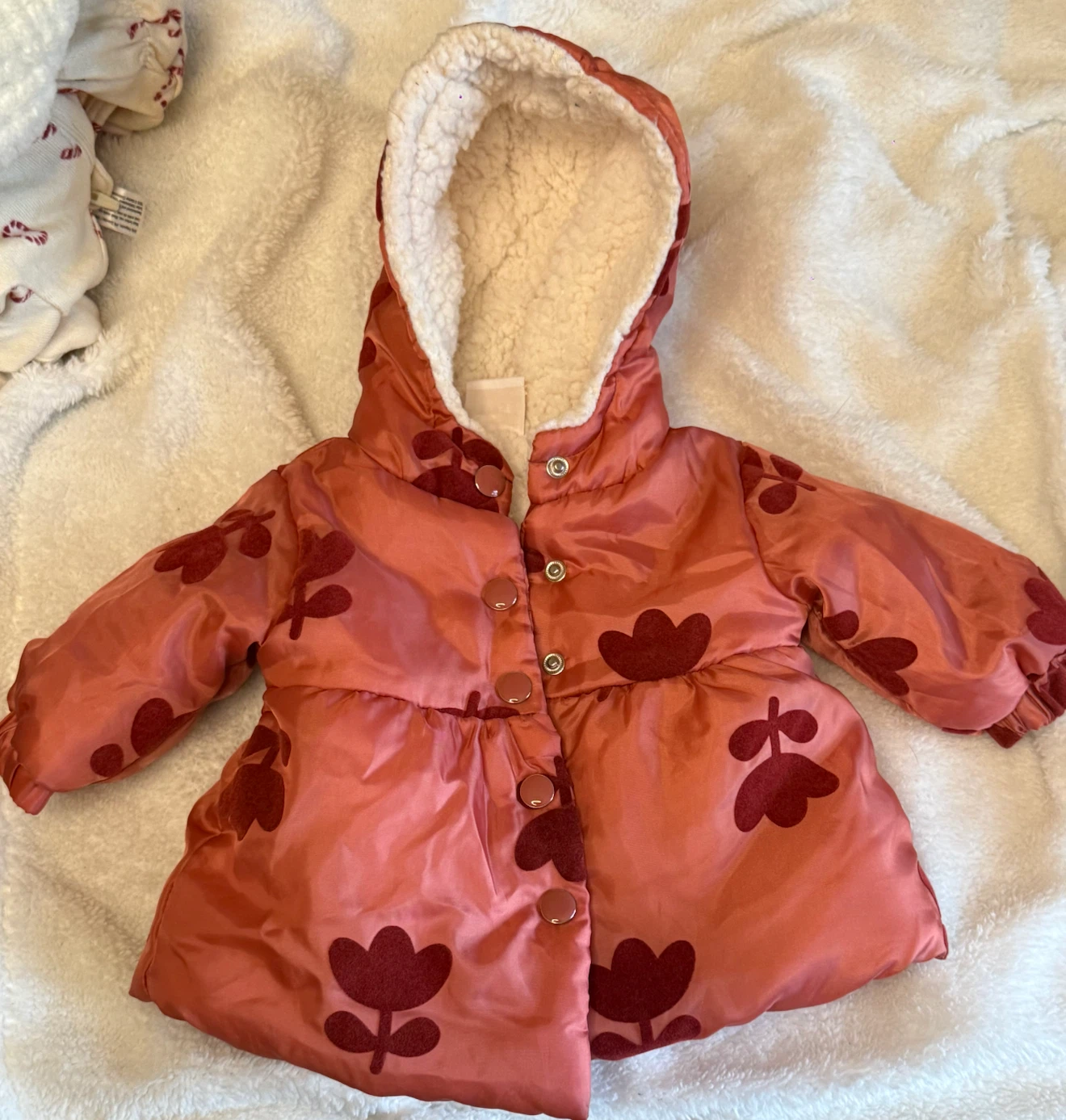 Baby Girl's Puffer Jacket with Floral Print