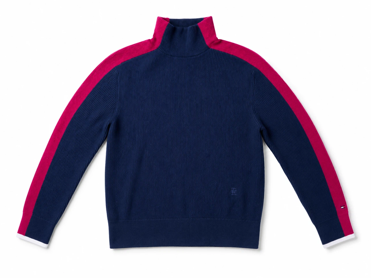 Tommy Hilfiger Navy & Red Striped Turtleneck Sweater - photo 2