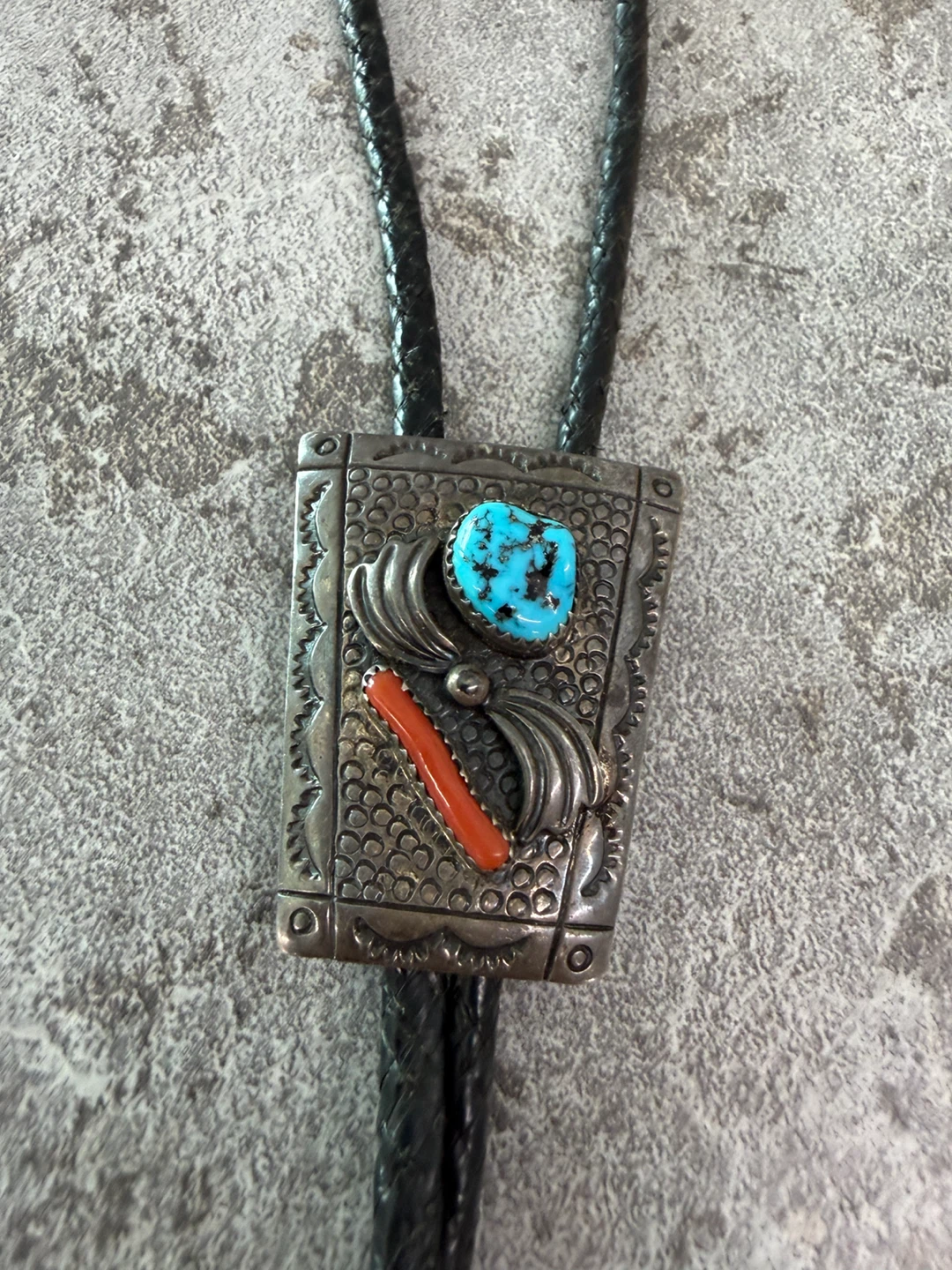 Sterling silver Navajo bolo tie. VINTAGE