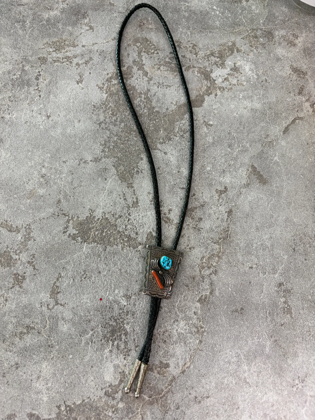 Sterling silver Navajo bolo tie. VINTAGE - photo 3