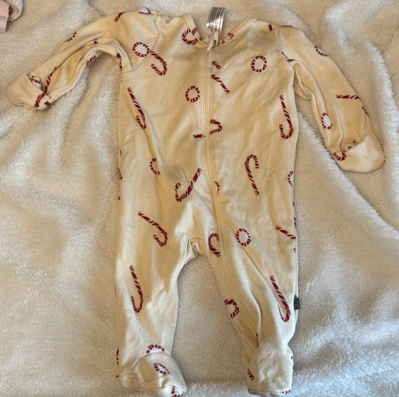 Baby Girl's Cream Candy Cane Pajamas