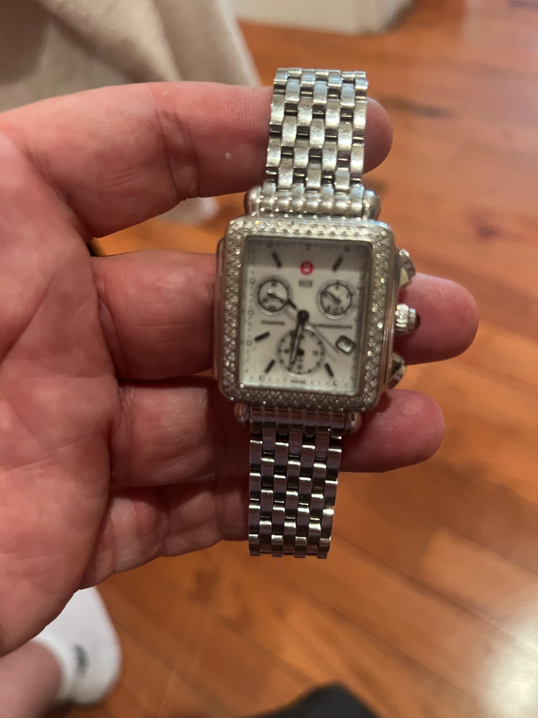 Michele Stainless Steel Chronograph Watch