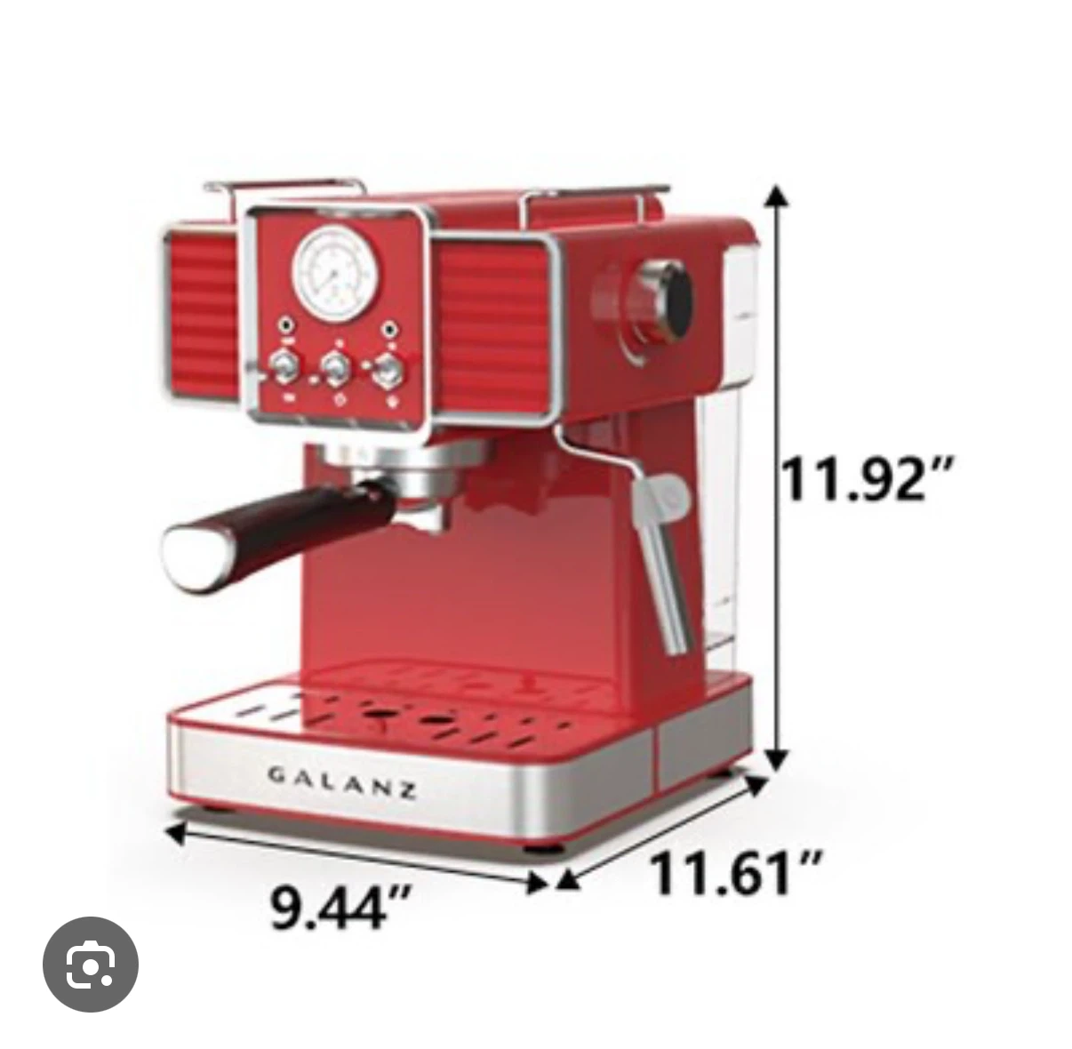 Galanz Retro Pump Espresso Coffee Machine - Red - photo 2