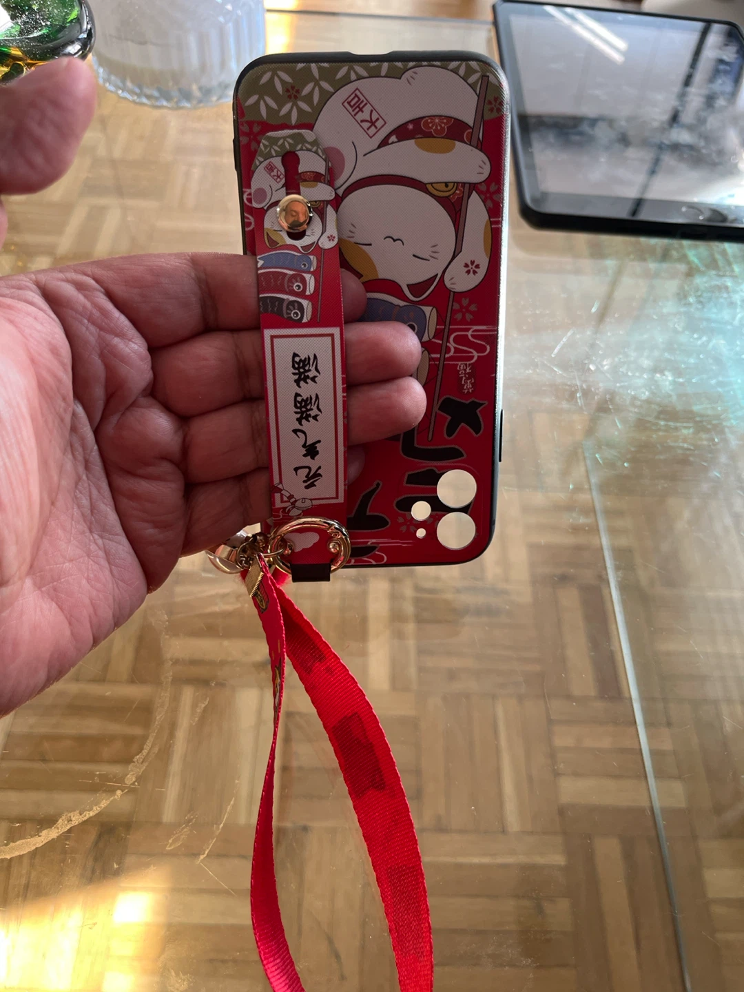 iPhone 11 Case with Lucky Cat Design and Lanyard - photo 3