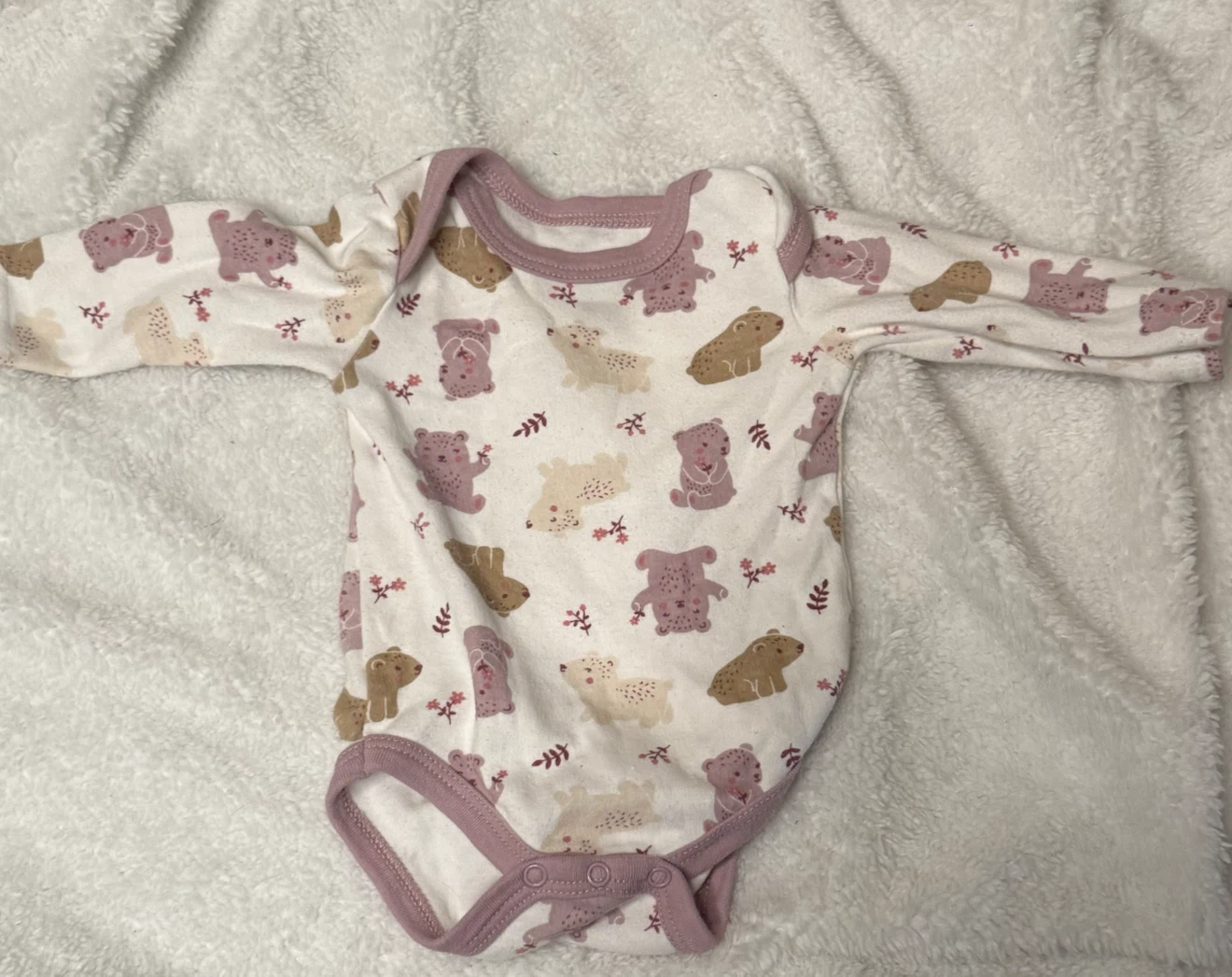 Baby Long-Sleeve Bodysuit with Bear Print