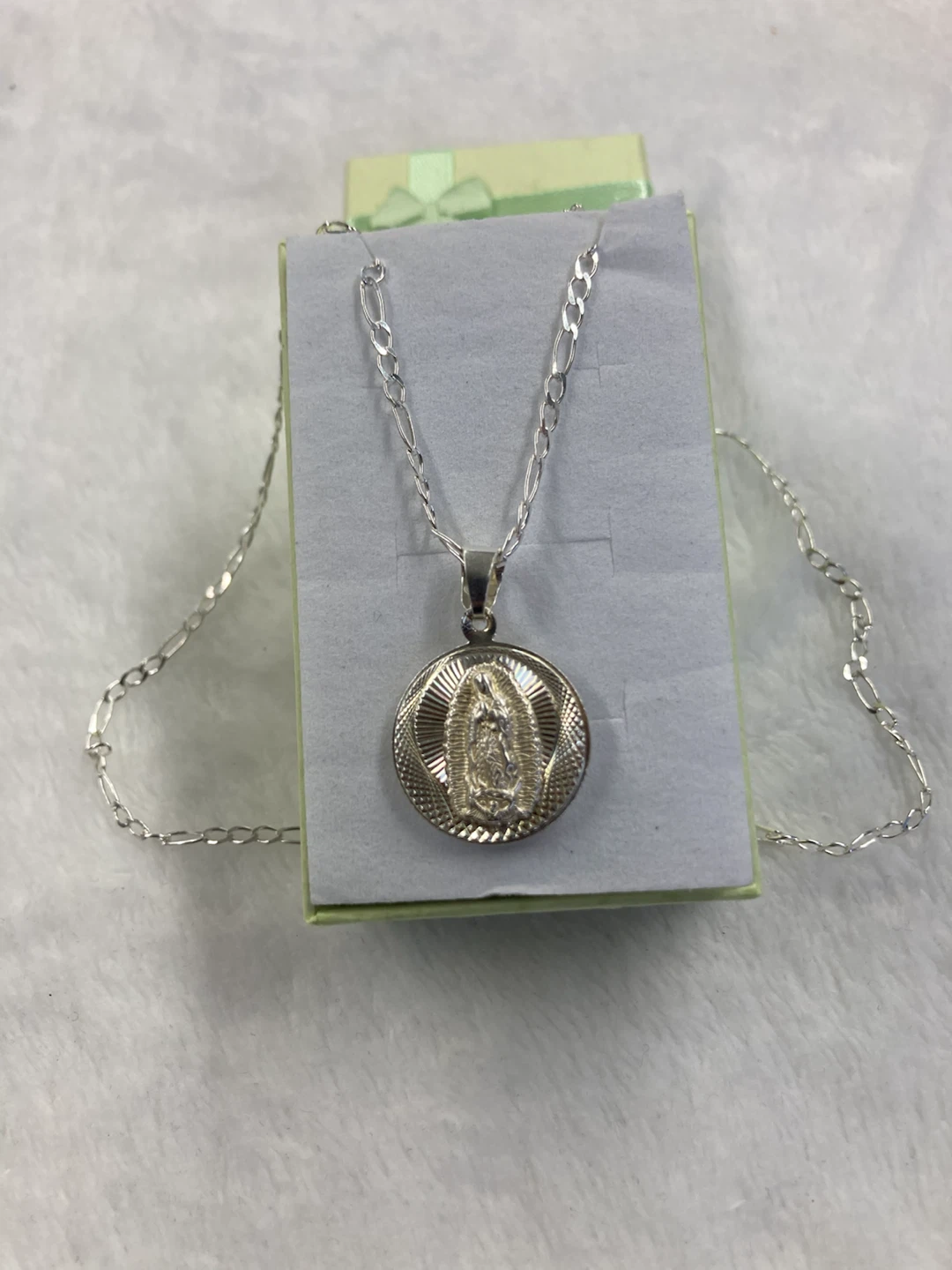 Silver Tone Virgin Mary Pendant Necklace - photo 3