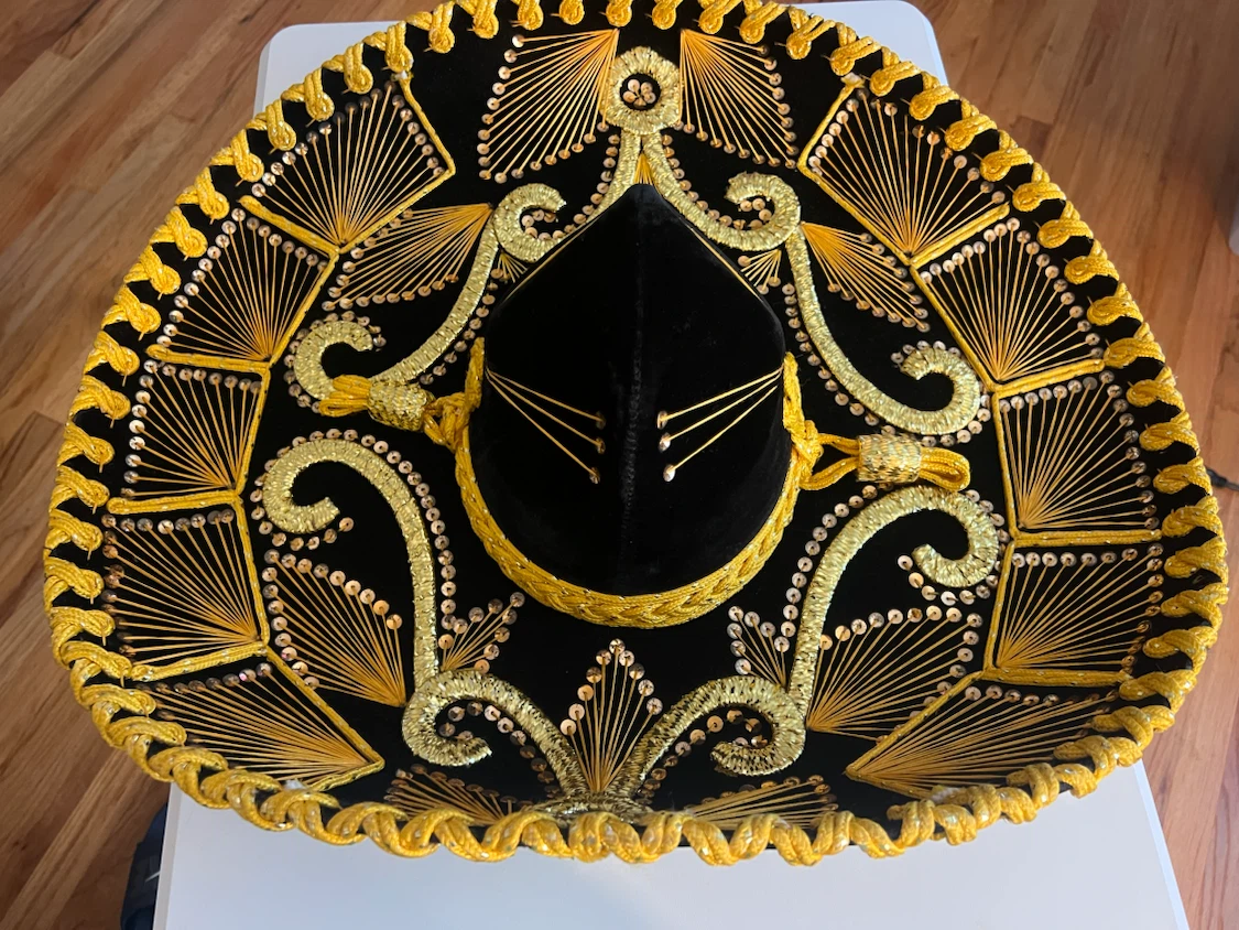 Black and Gold Mariachi Sombrero Hat