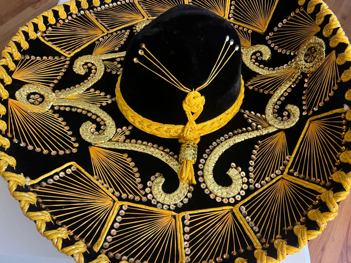 Black and Gold Mariachi Sombrero Hat - photo 3