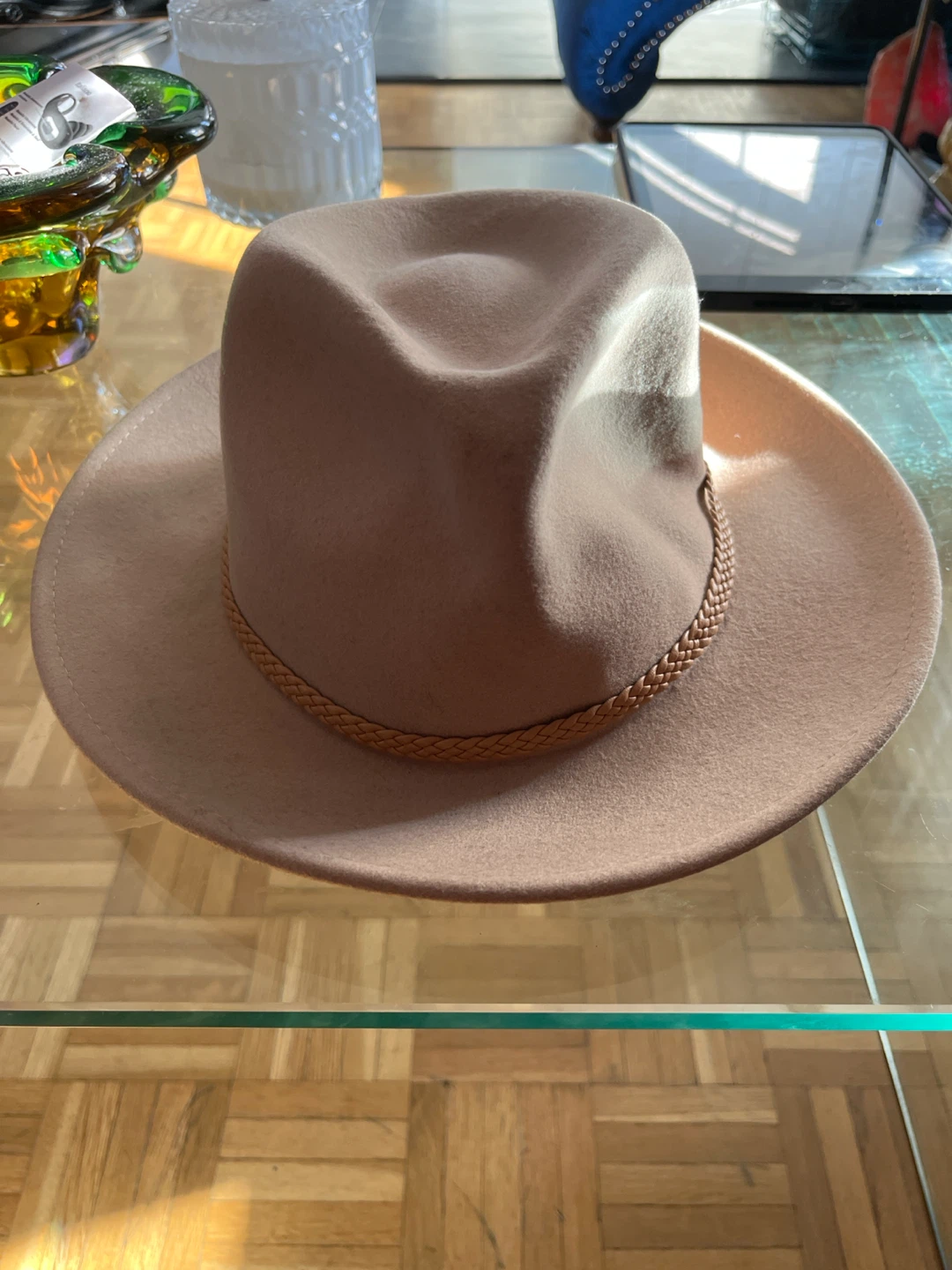 Tan Wool Fedora Hat - Size 57cm