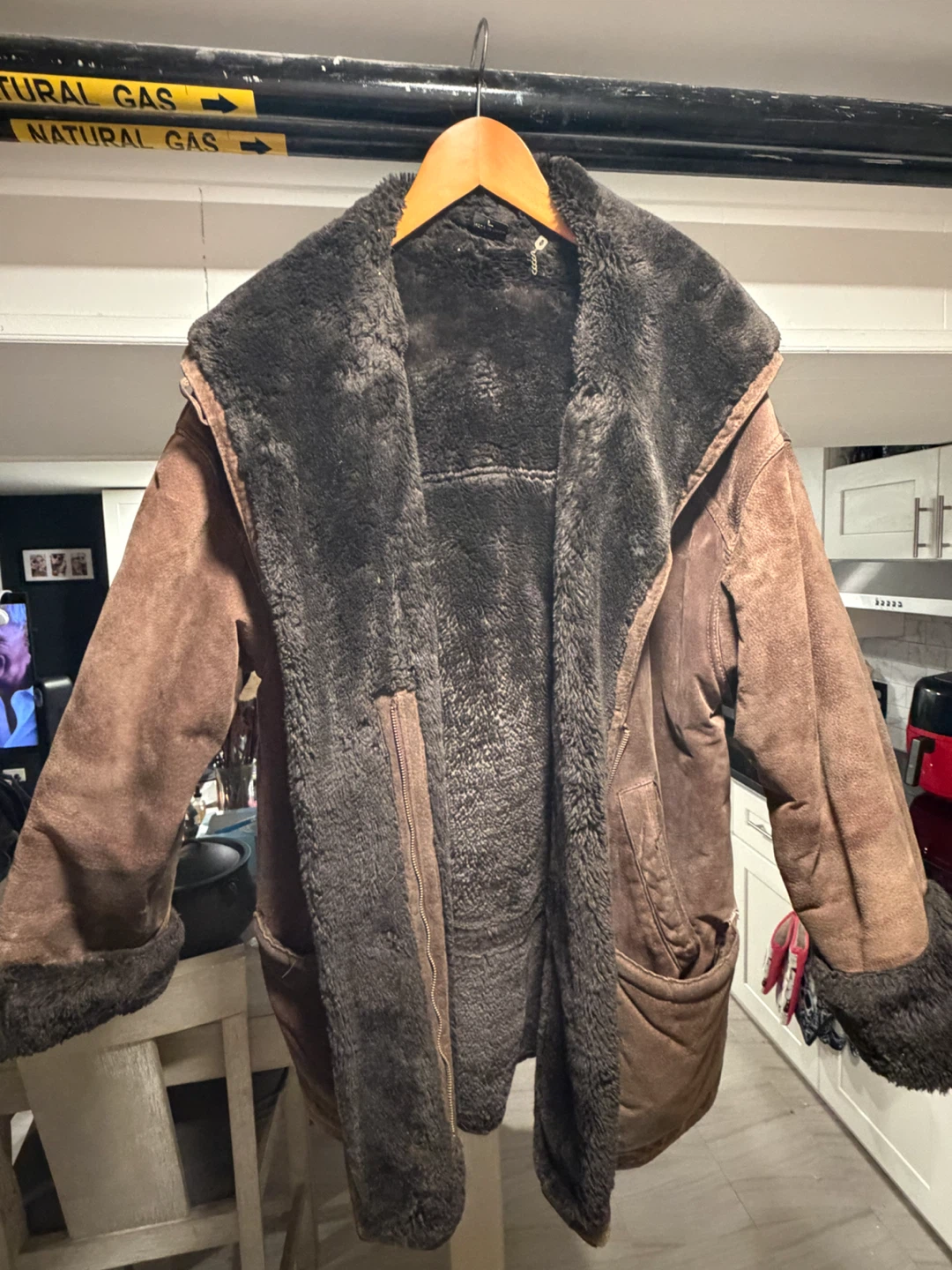 Gallery Brown Suede and Fur Lined Winter Coat - photo 4