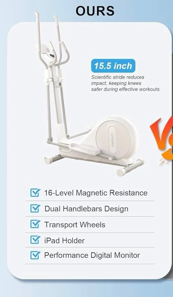 Elliptical Exercise Machine with 16-Level Magnetic Resistance
