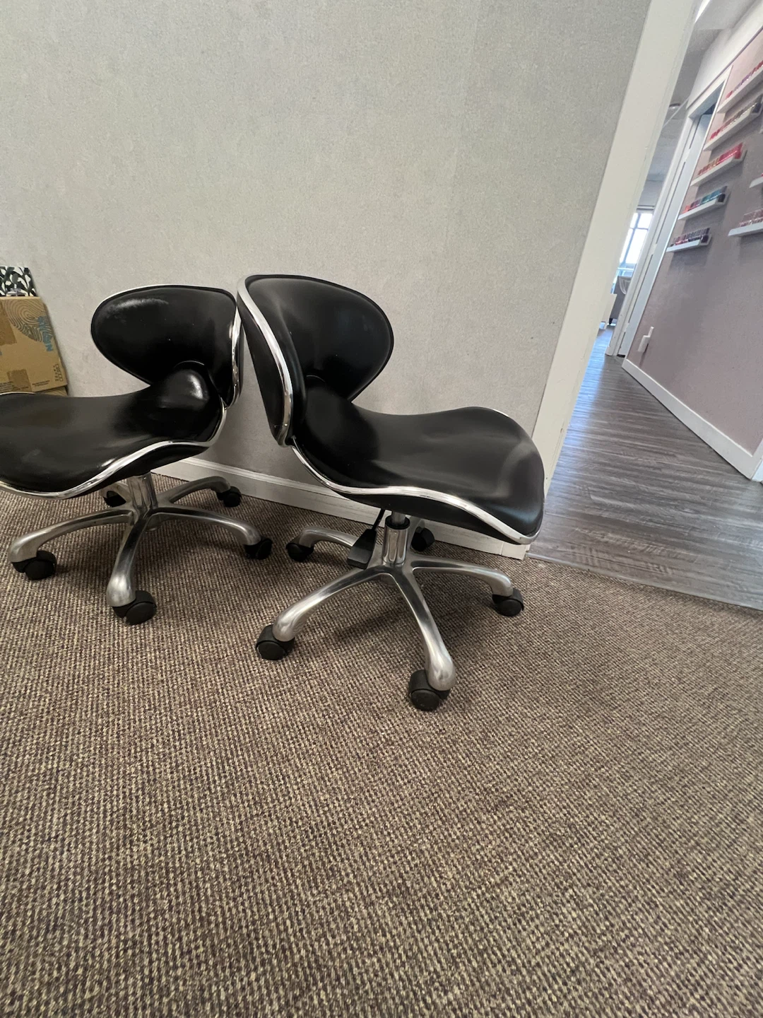 Set of 2 Black Swivel Pedicure Chairs