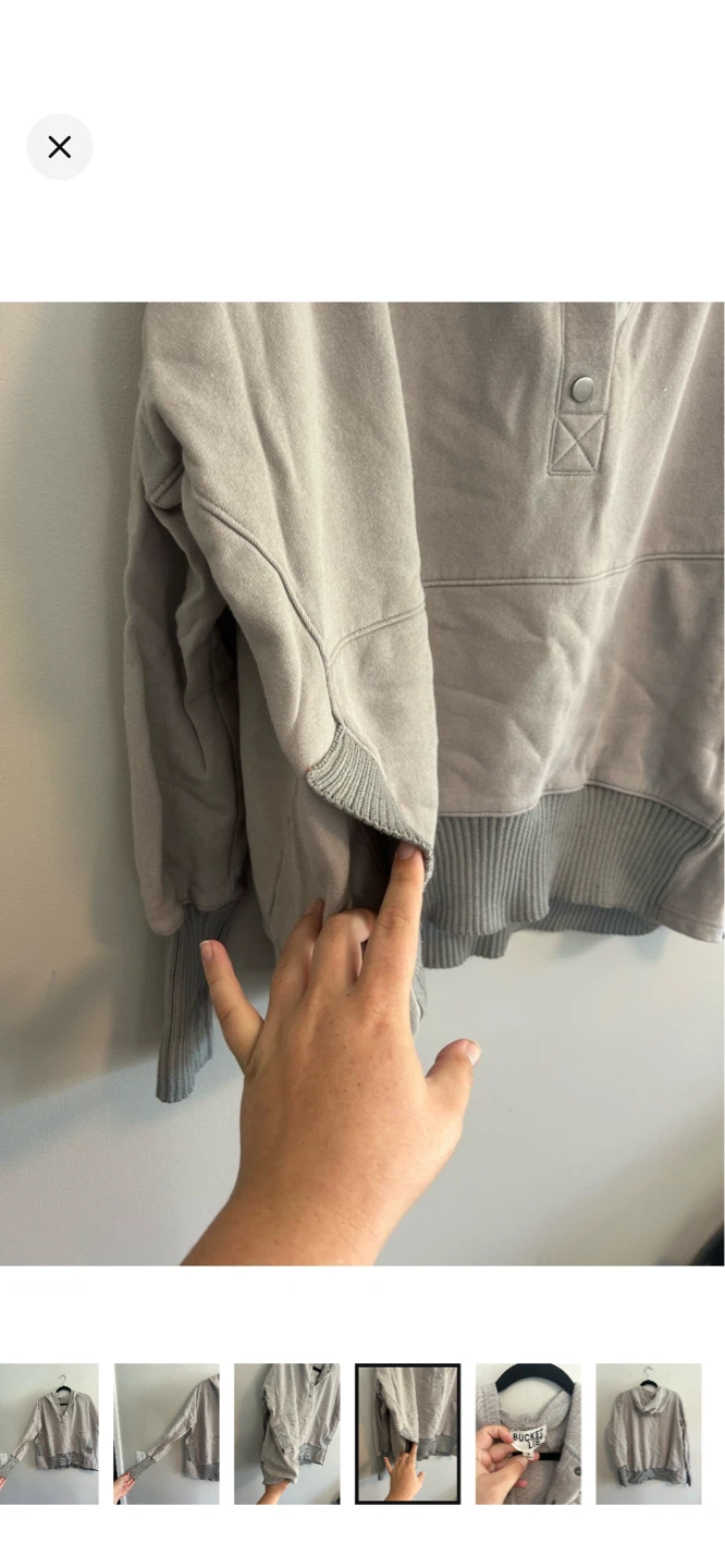 Bucket List Grey Snap Neck Hoodie - Size S - photo 4