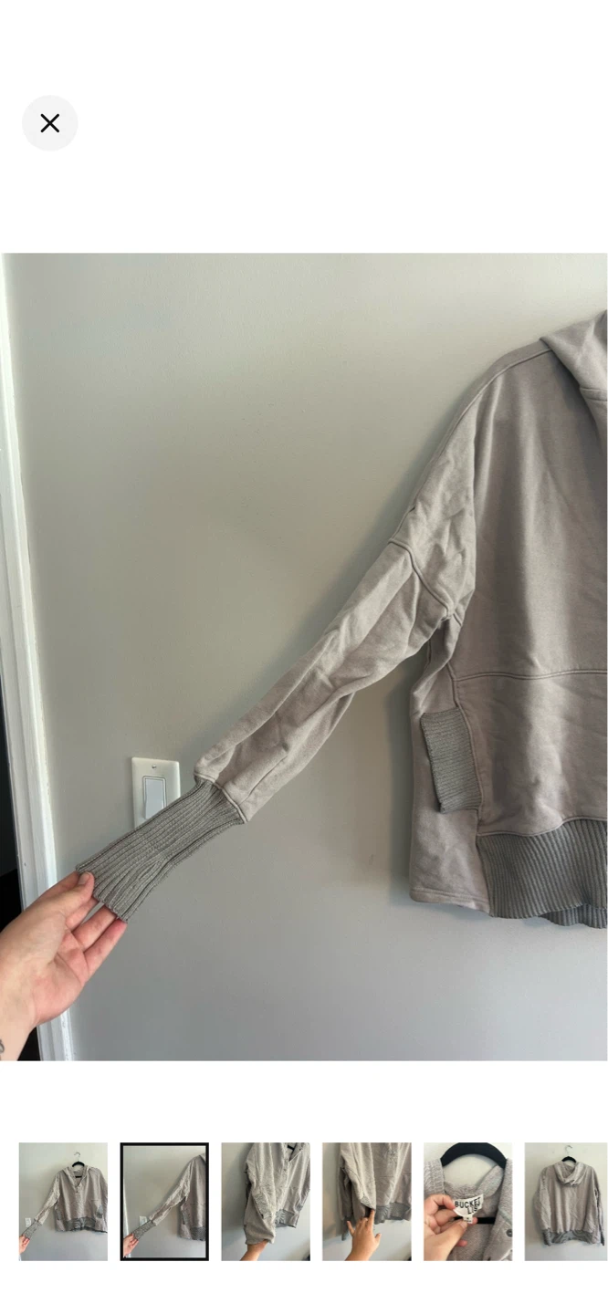 Bucket List Grey Snap Neck Hoodie - Size S - photo 2
