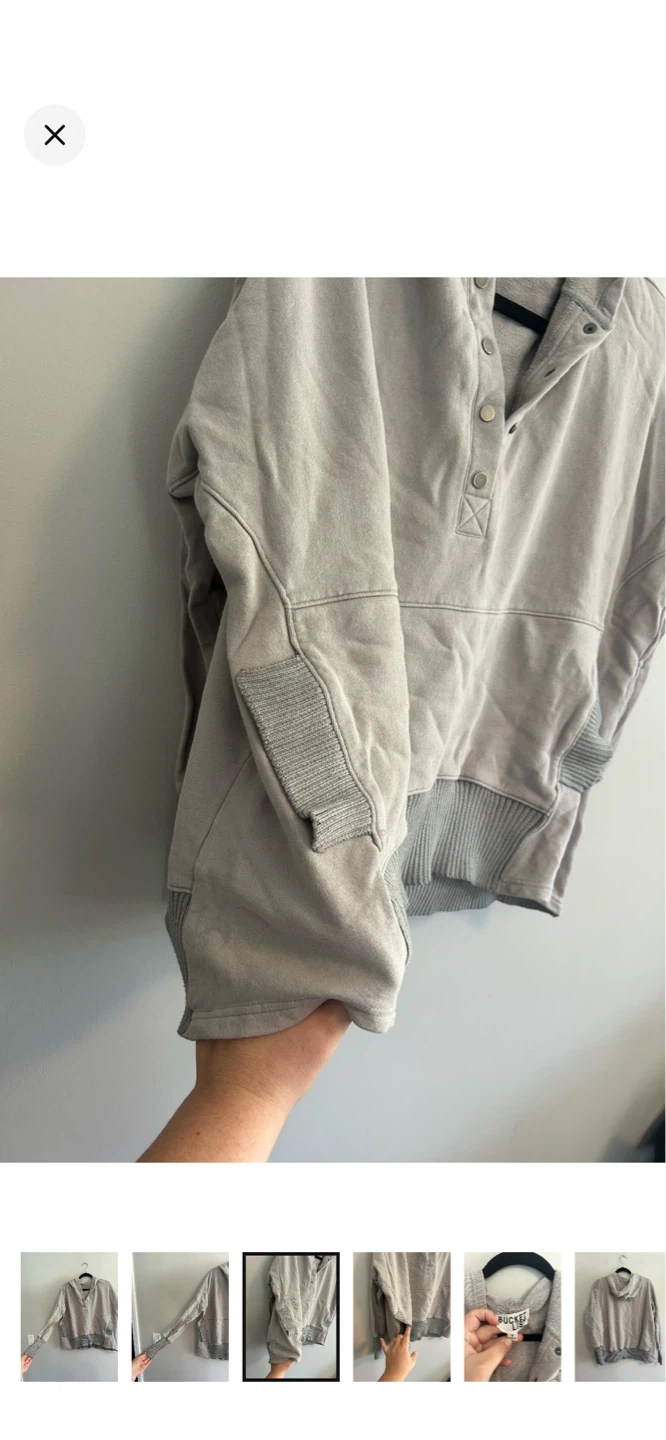 Bucket List Grey Snap Neck Hoodie - Size S - photo 3