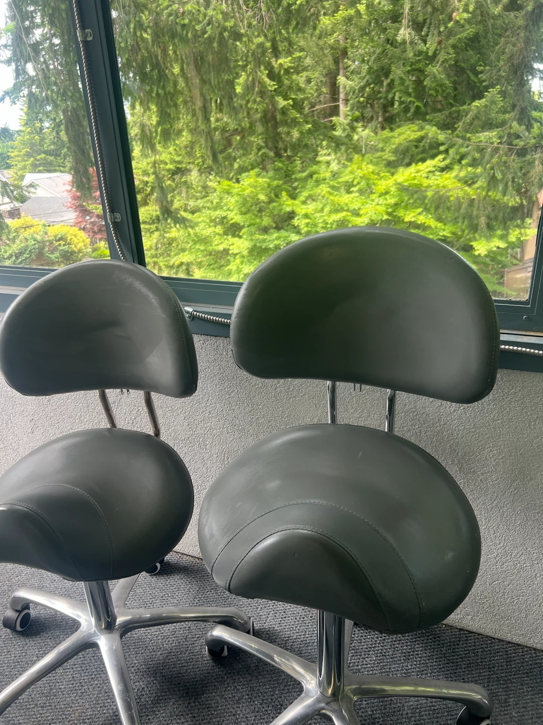 Grey Rolling Saddle Chair
