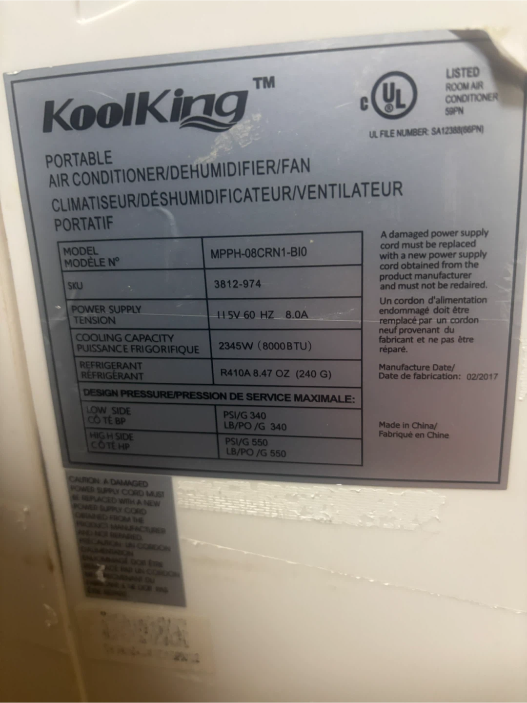 KoolKing Portable Air Conditioner/Dehumidifier/Fan - photo 2