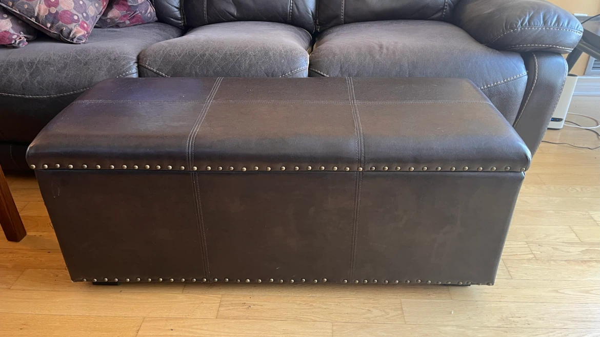 Brown Faux Leather Storage Ottoman Bench