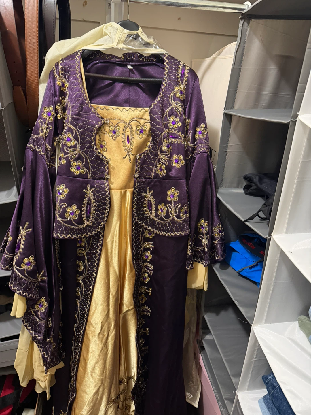 Purple and Gold Embellished Dress with Jacket