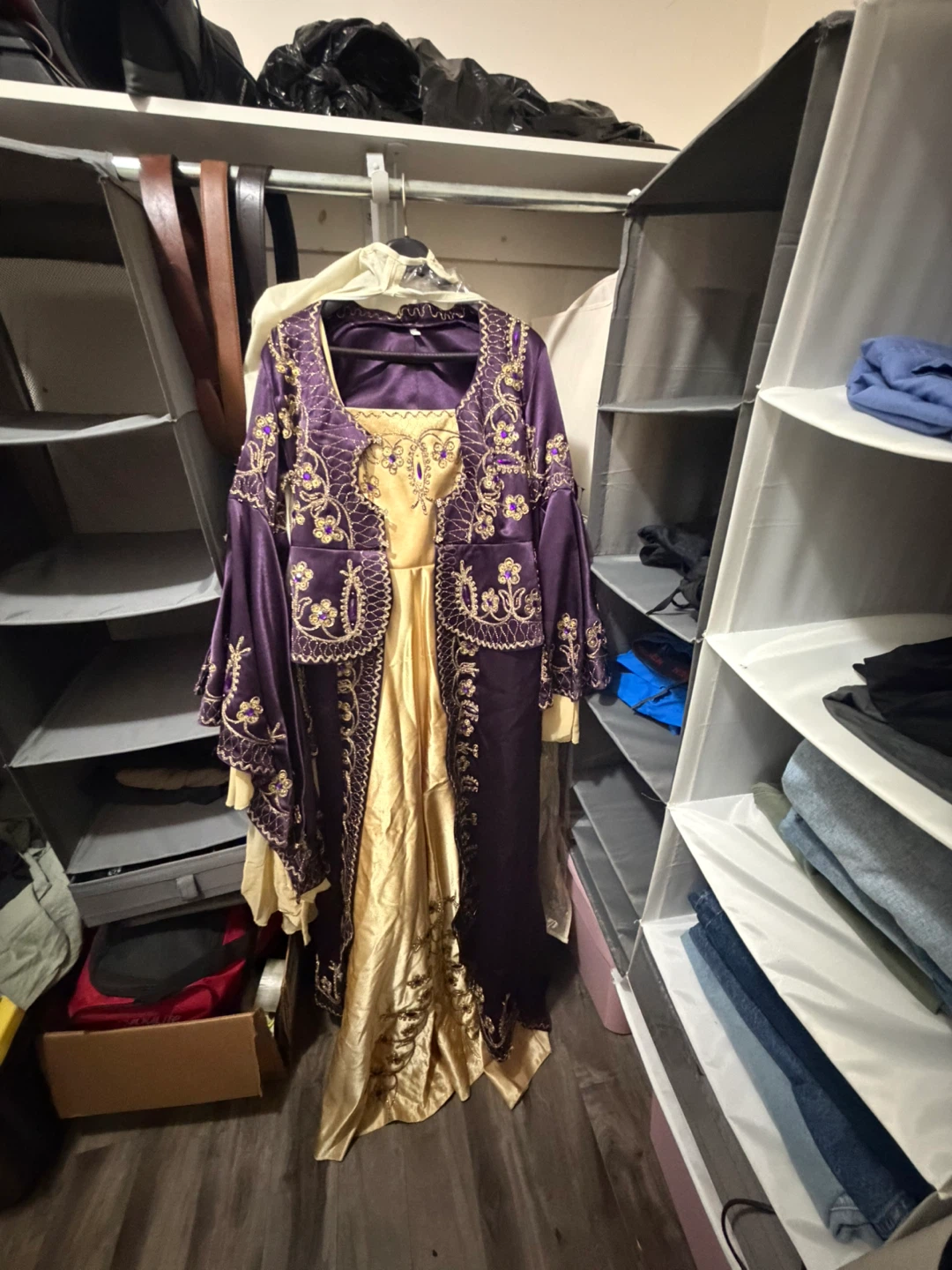 Purple and Gold Embellished Dress with Jacket - photo 2