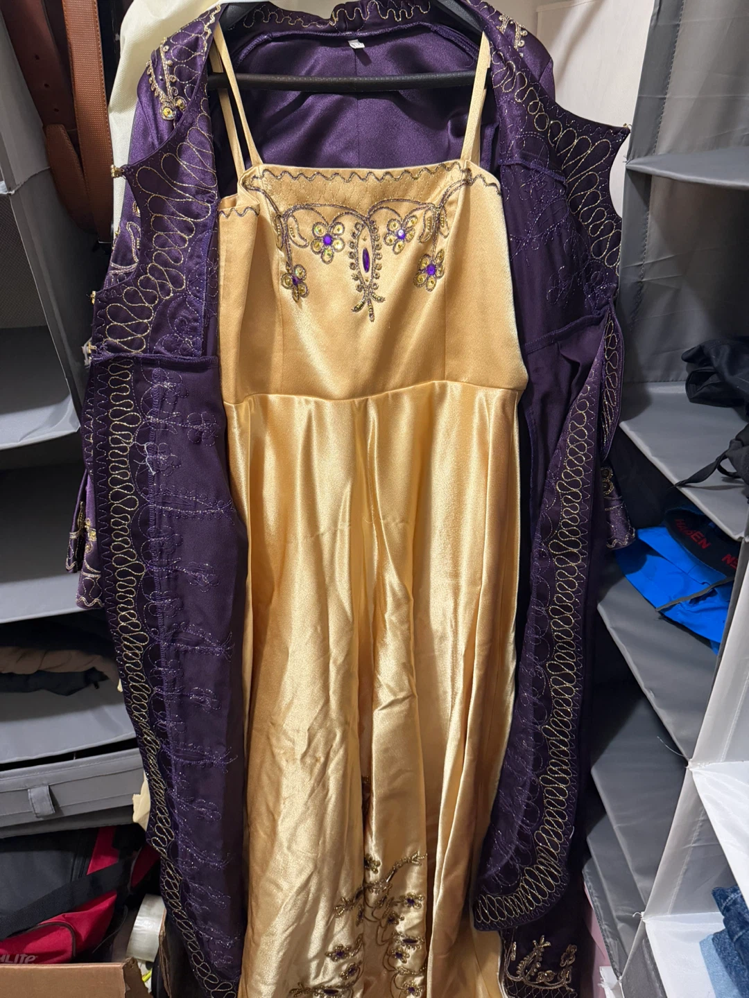 Purple and Gold Embellished Dress with Jacket - photo 4