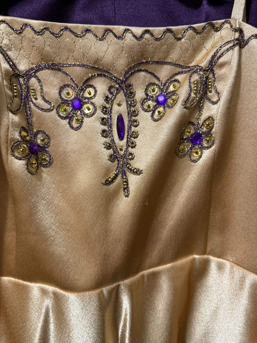 Purple and Gold Embellished Dress with Jacket - photo 5