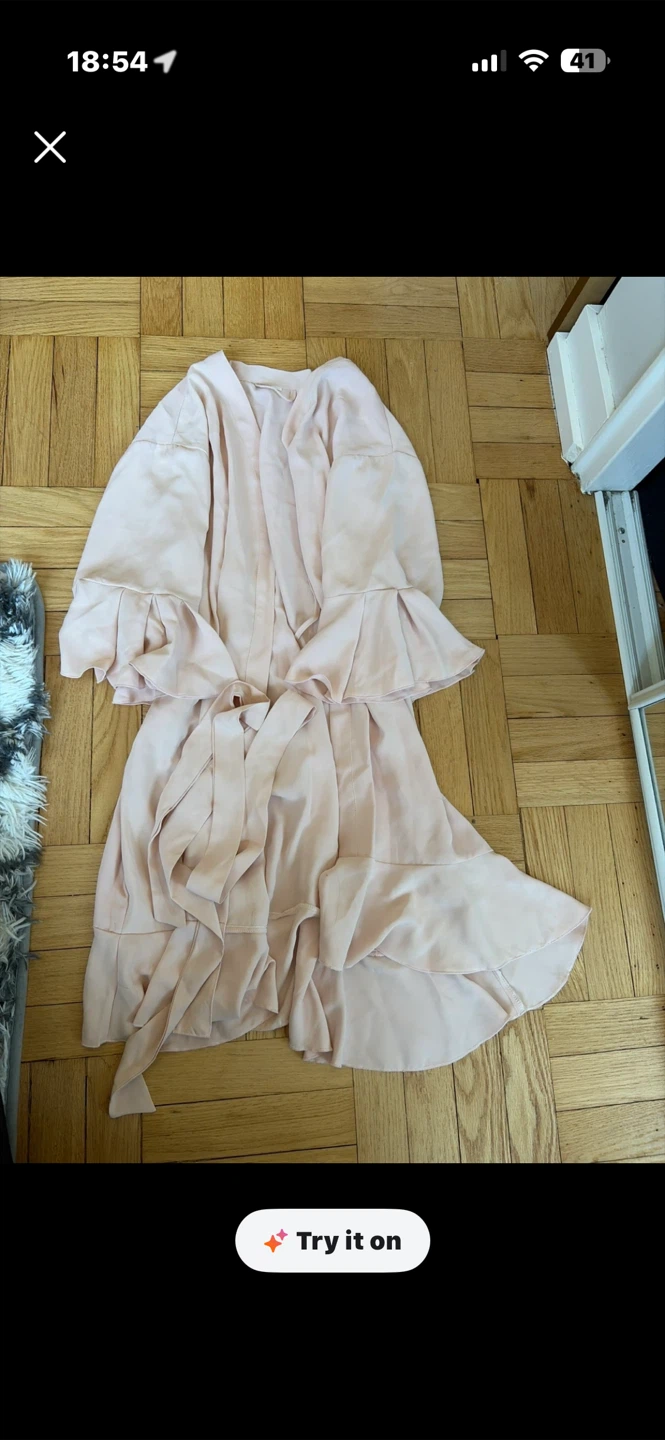 Light Pink Ruffle Kimono Robe