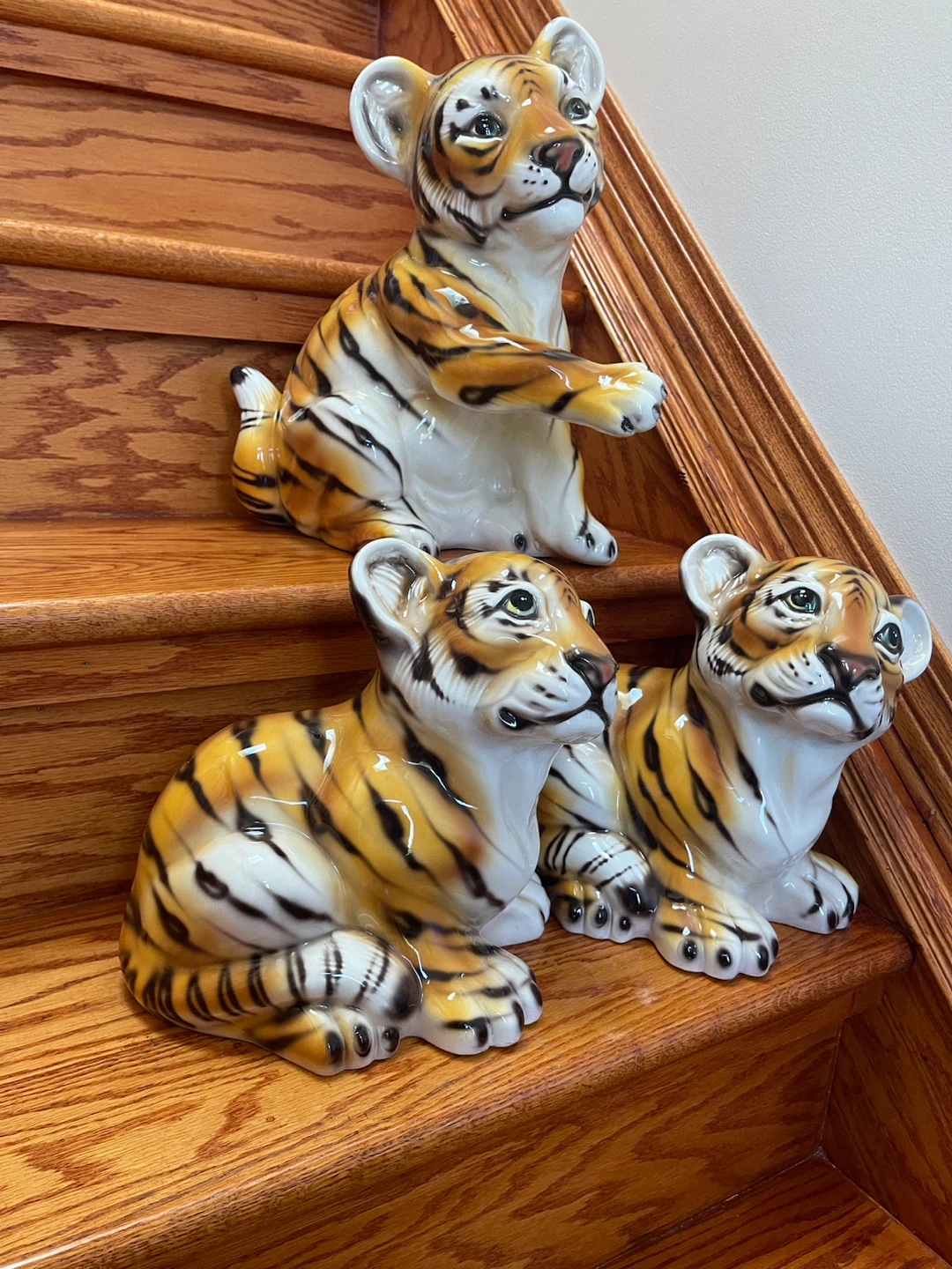 Set of 3 Ceramic Tiger Cubs Figurines