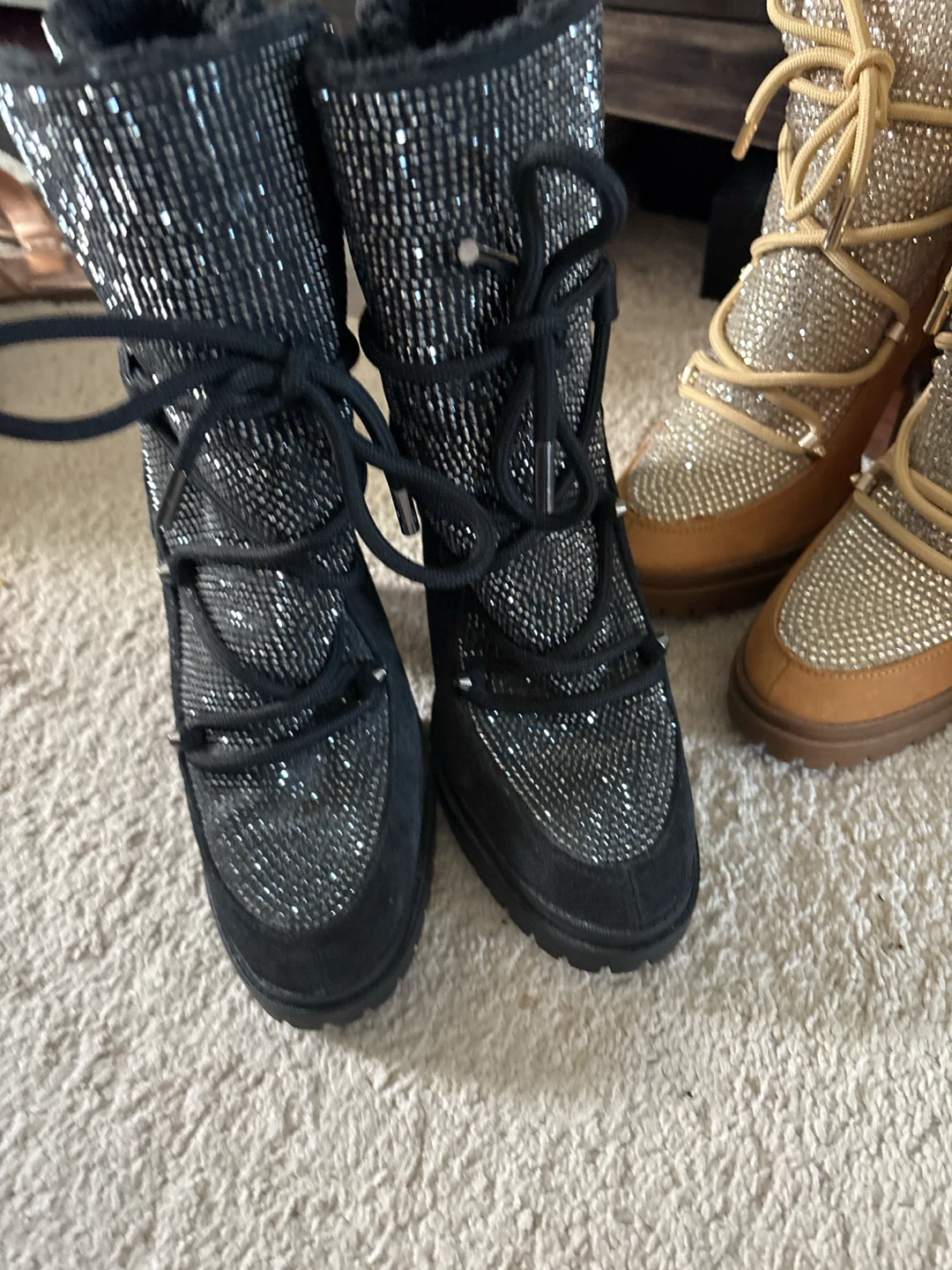 Michael Kors Women's Black Glitter Lace-Up Boots - photo 4