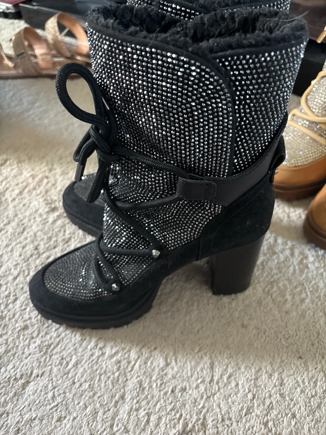Michael Kors Women's Black Glitter Lace-Up Boots - photo 5