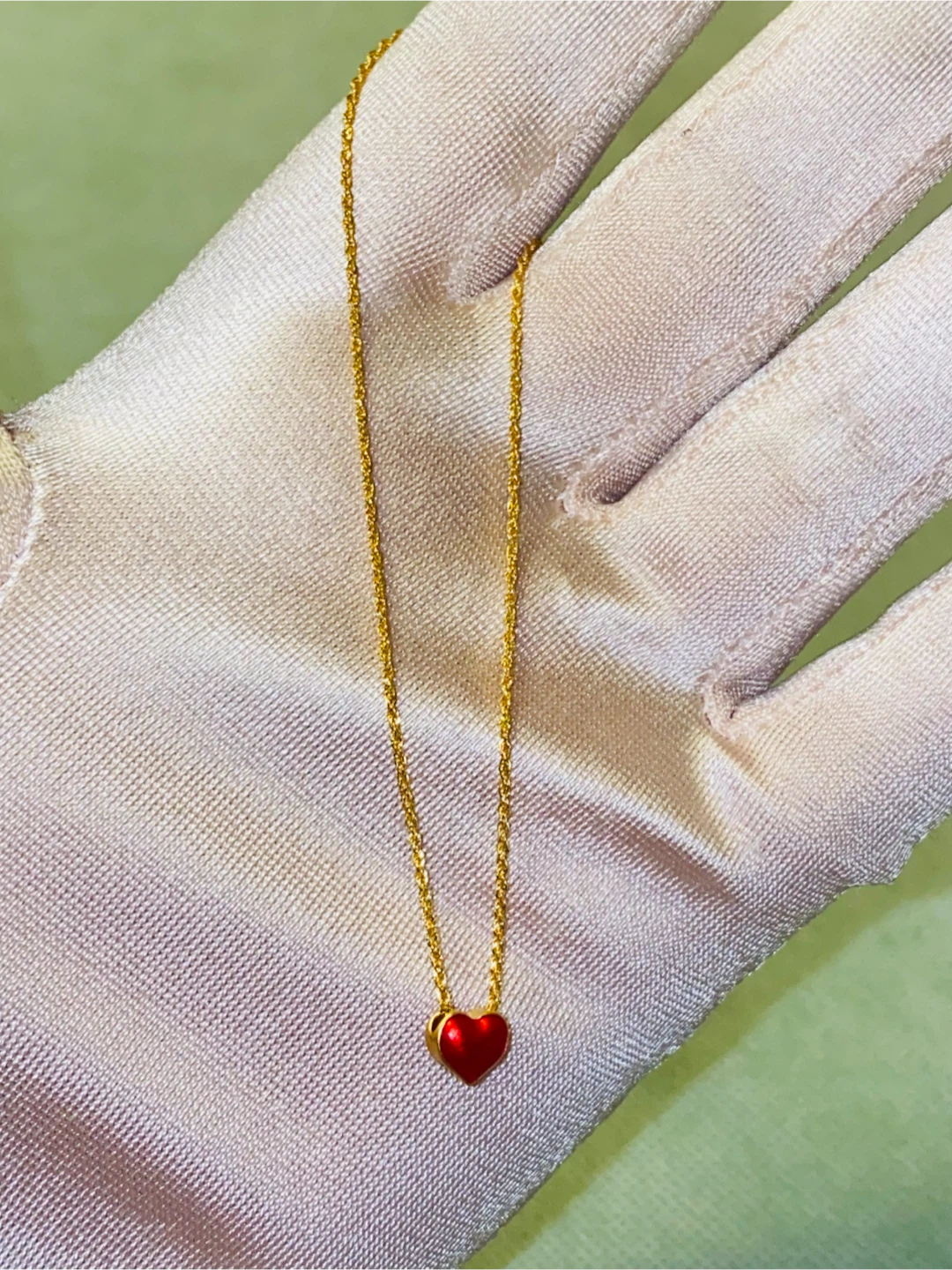 18K/24K Gold Chain Necklace & Red Heart Pendant