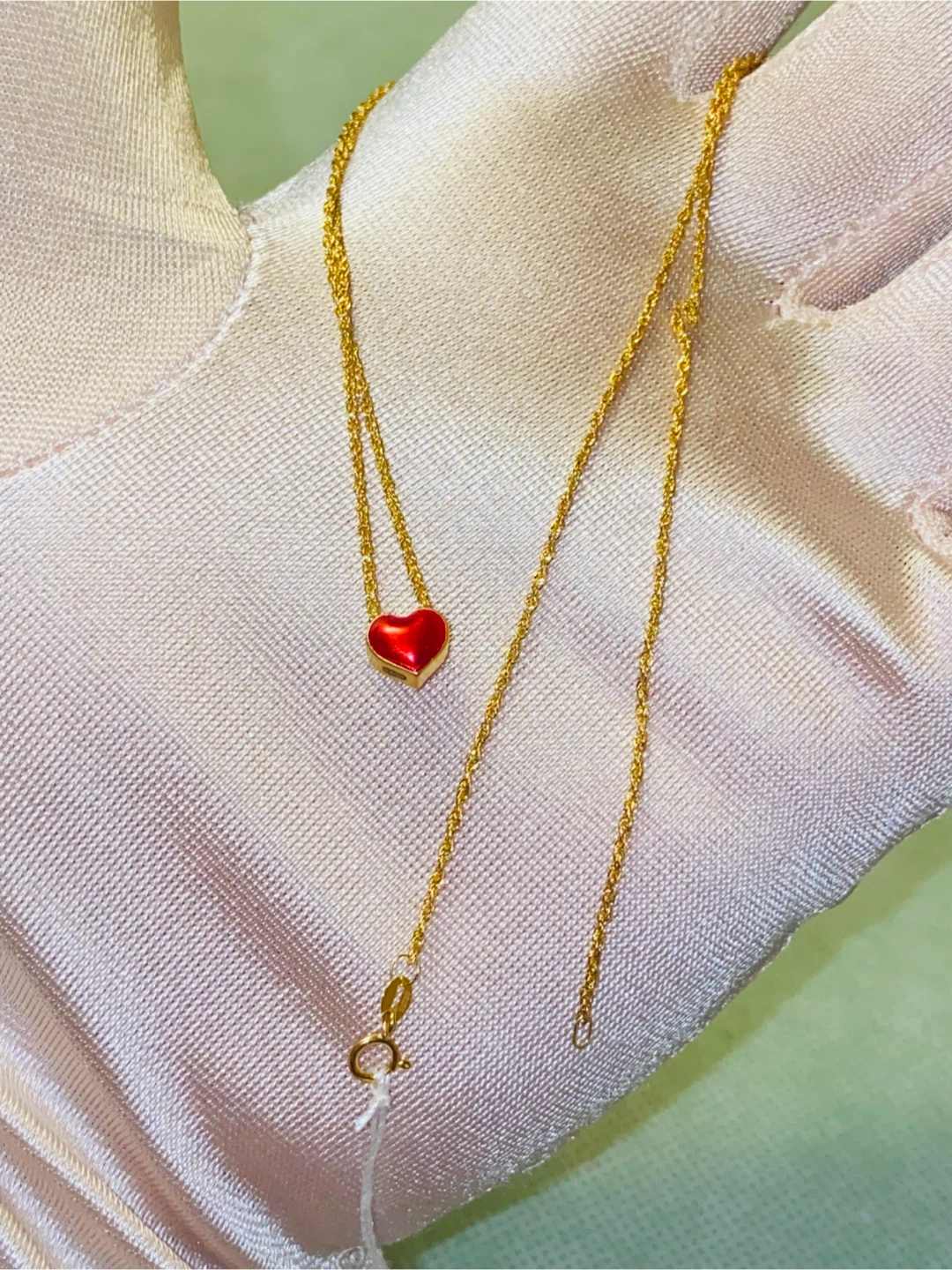 18K/24K Gold Chain Necklace & Red Heart Pendant - photo 2