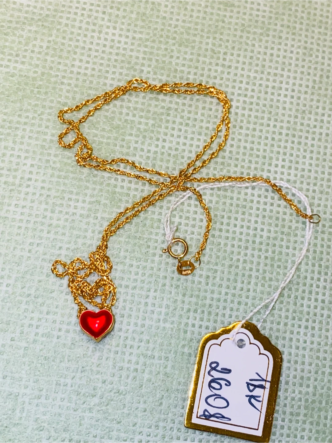 18K/24K Gold Chain Necklace & Red Heart Pendant - photo 3