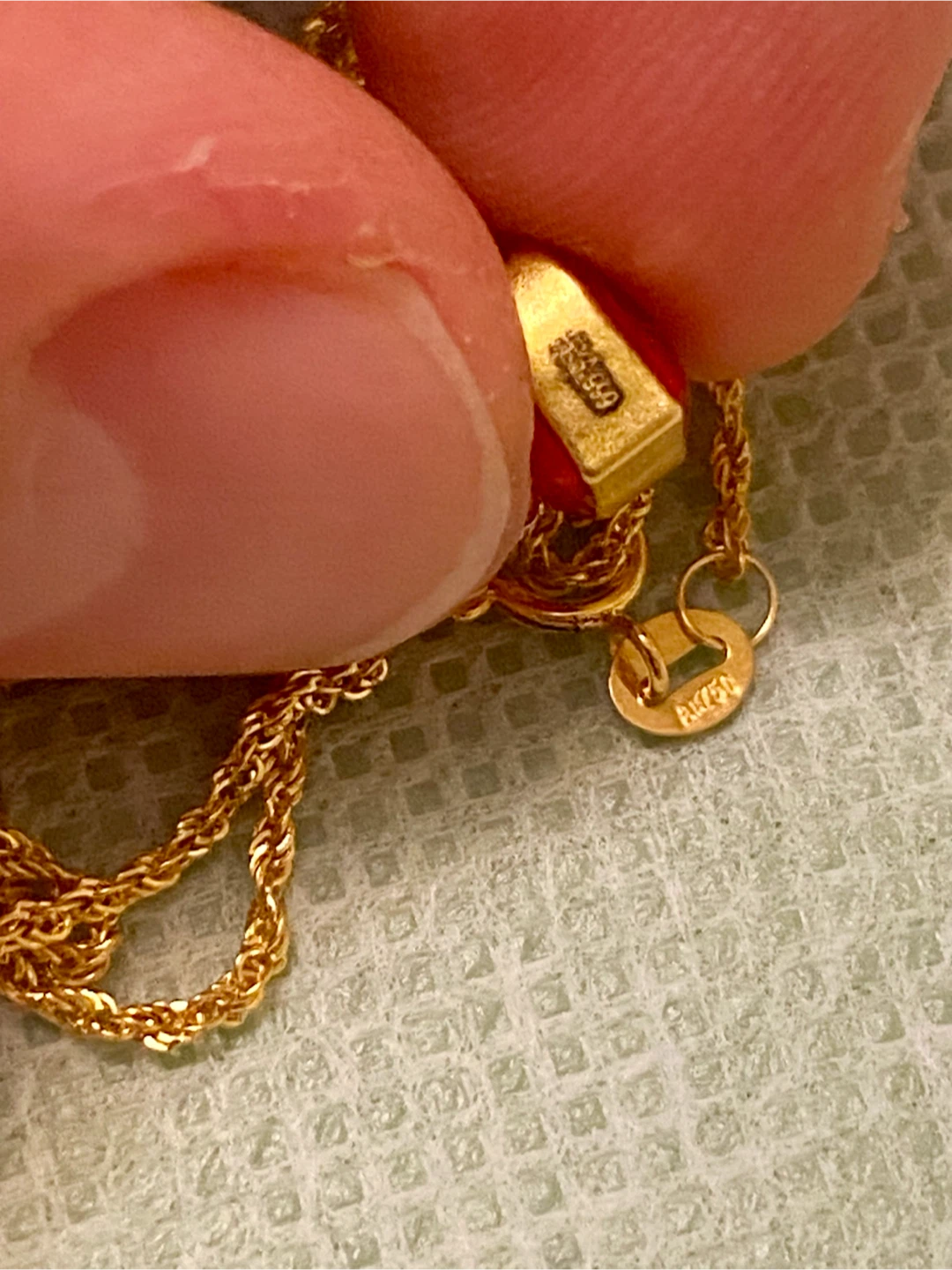 18K/24K Gold Chain Necklace & Red Heart Pendant - photo 4