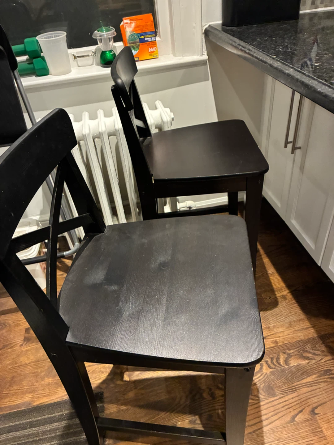 Black Wooden Counter Stools (Set of 2)
